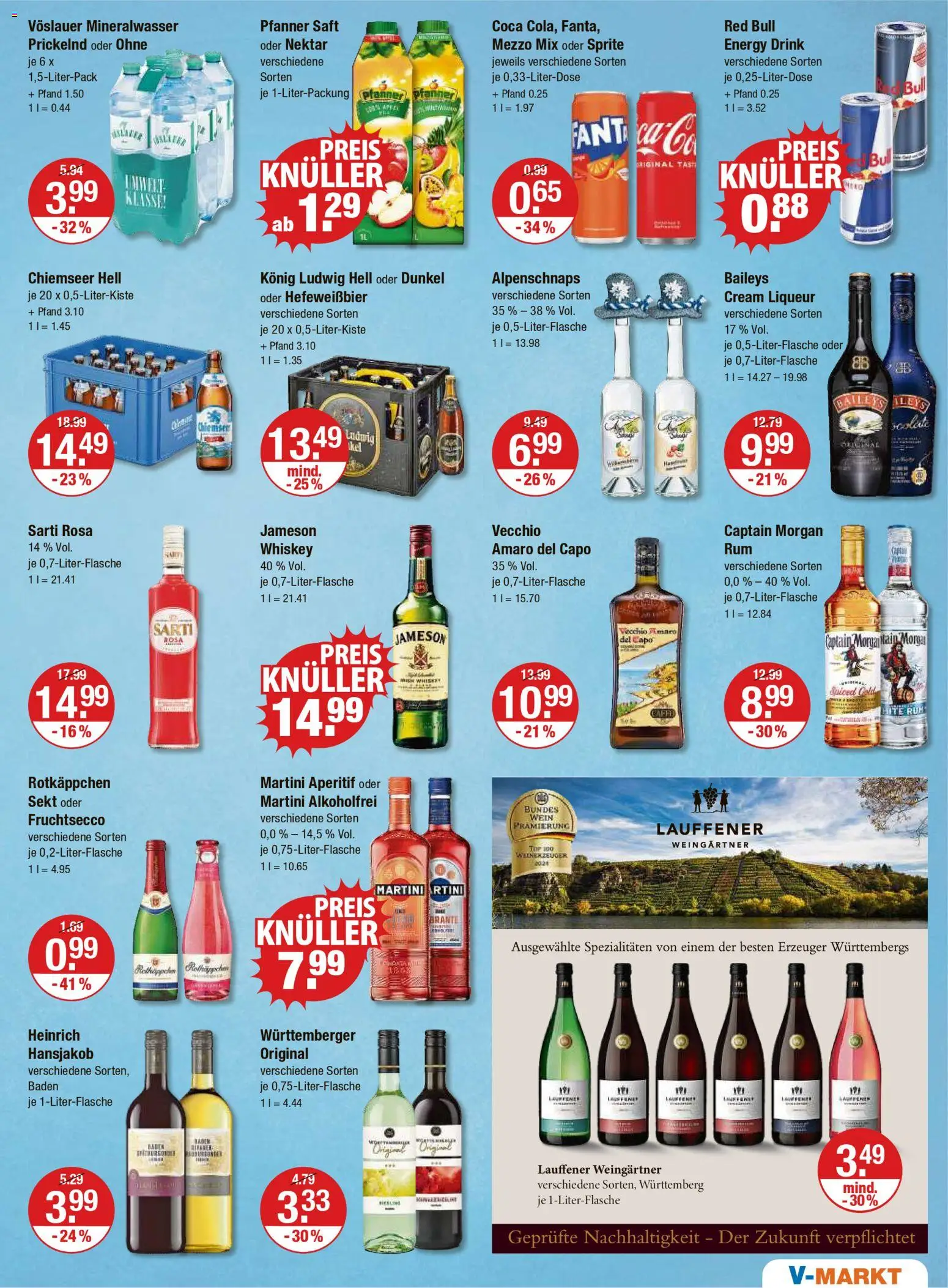 V-Markt - M&#252;nchen – gültig ab 27.11.2025 | Seite: 13 | Produkte: Mineralwasser, Captain morgan, Wein, Whiskey