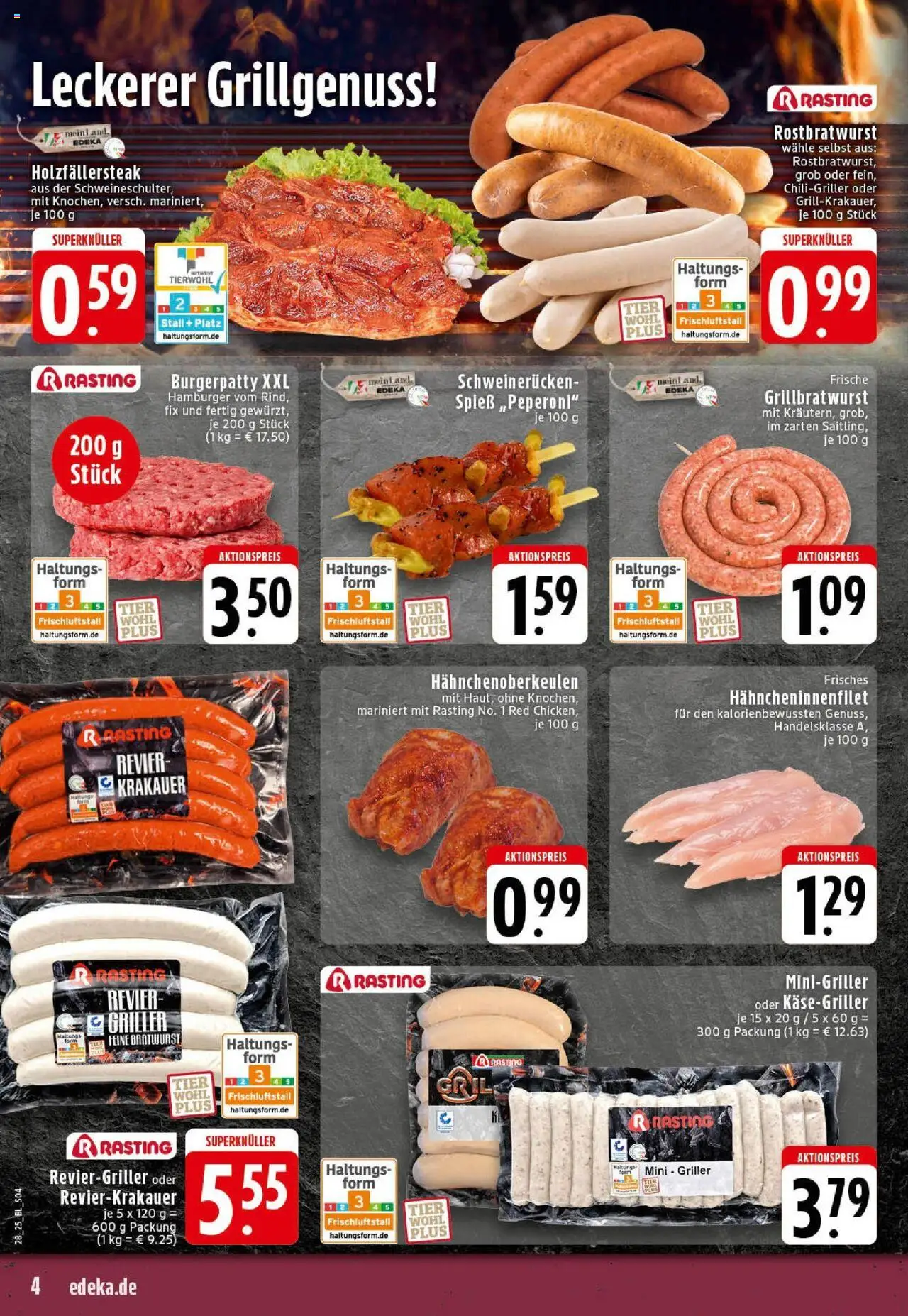 Edeka prospekt Westerkappeln	 - gültig ab dem 06.07.2025 | Seite: 4 | Produkte: Bratwurst, Schweinerucken, Steak, Griller