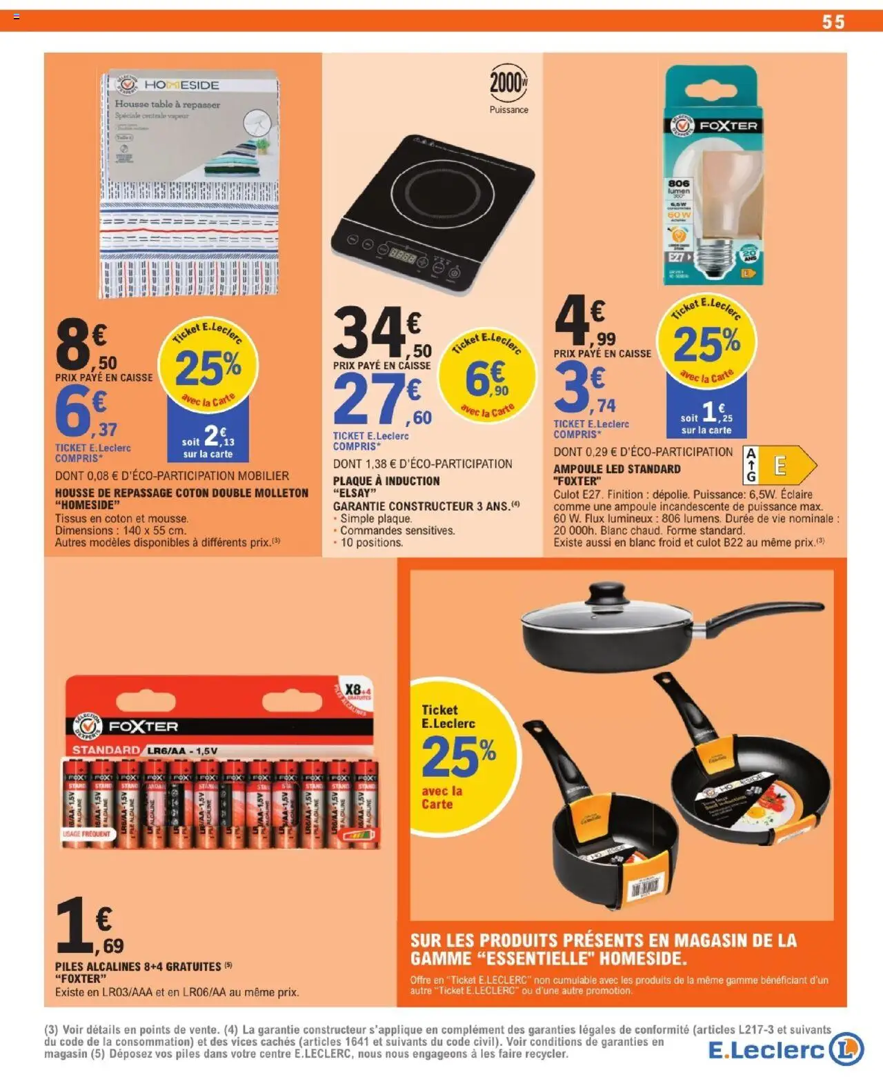  | Page: 55 | Produits: Table à repasser, Coton, Centrale vapeur, Piles