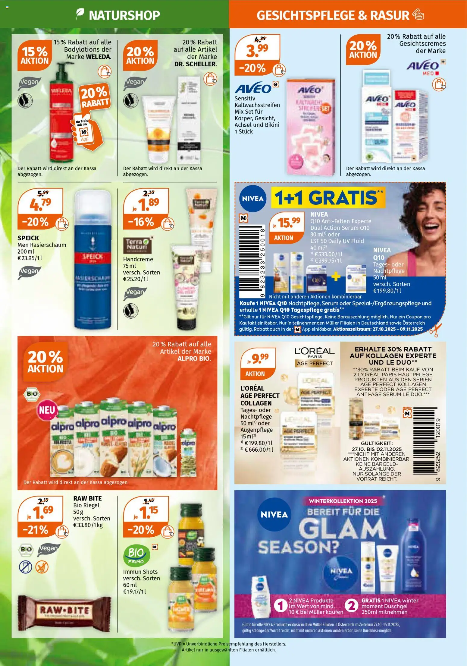 Müller Flugblatt gültig ab 27.10.2025 | Seite: 3 | Produkte: Rasierschaum, Handcreme, Duschgel