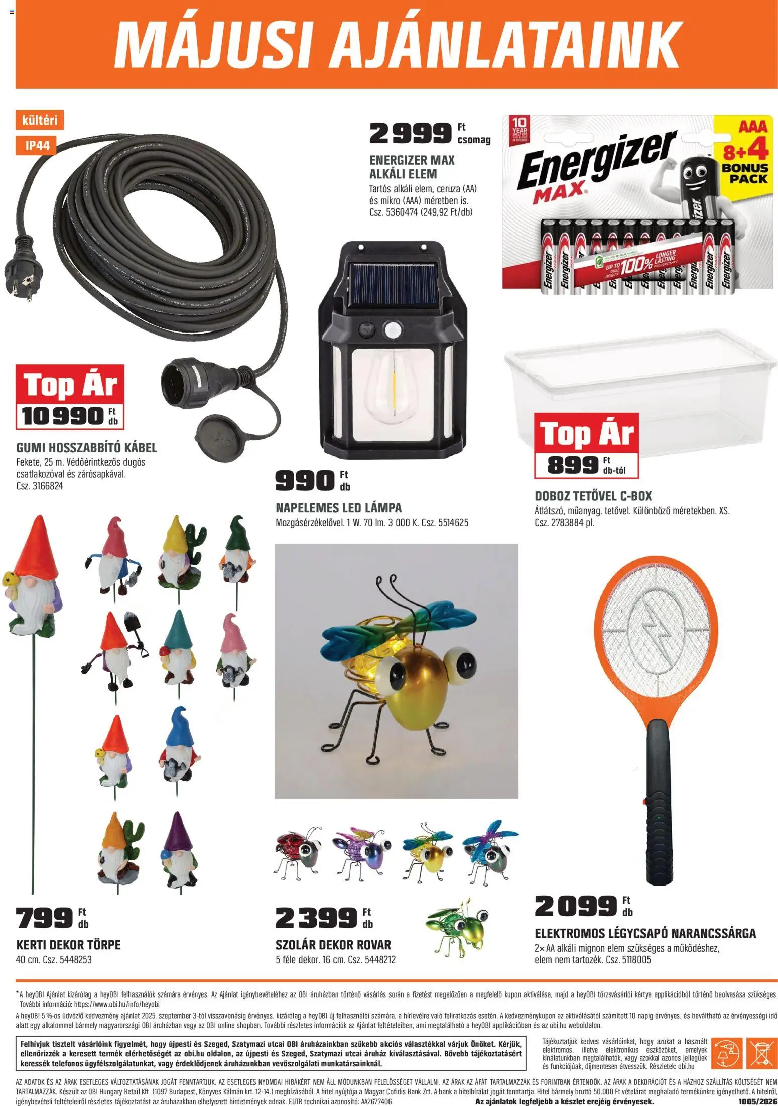 OBI akciós ujság - amely érvényes a következő dátumtól: 28.04.2026 | Oldal: 40 | Termékek: Hosszabbító, Kábel, Led lámpa, Lámpa