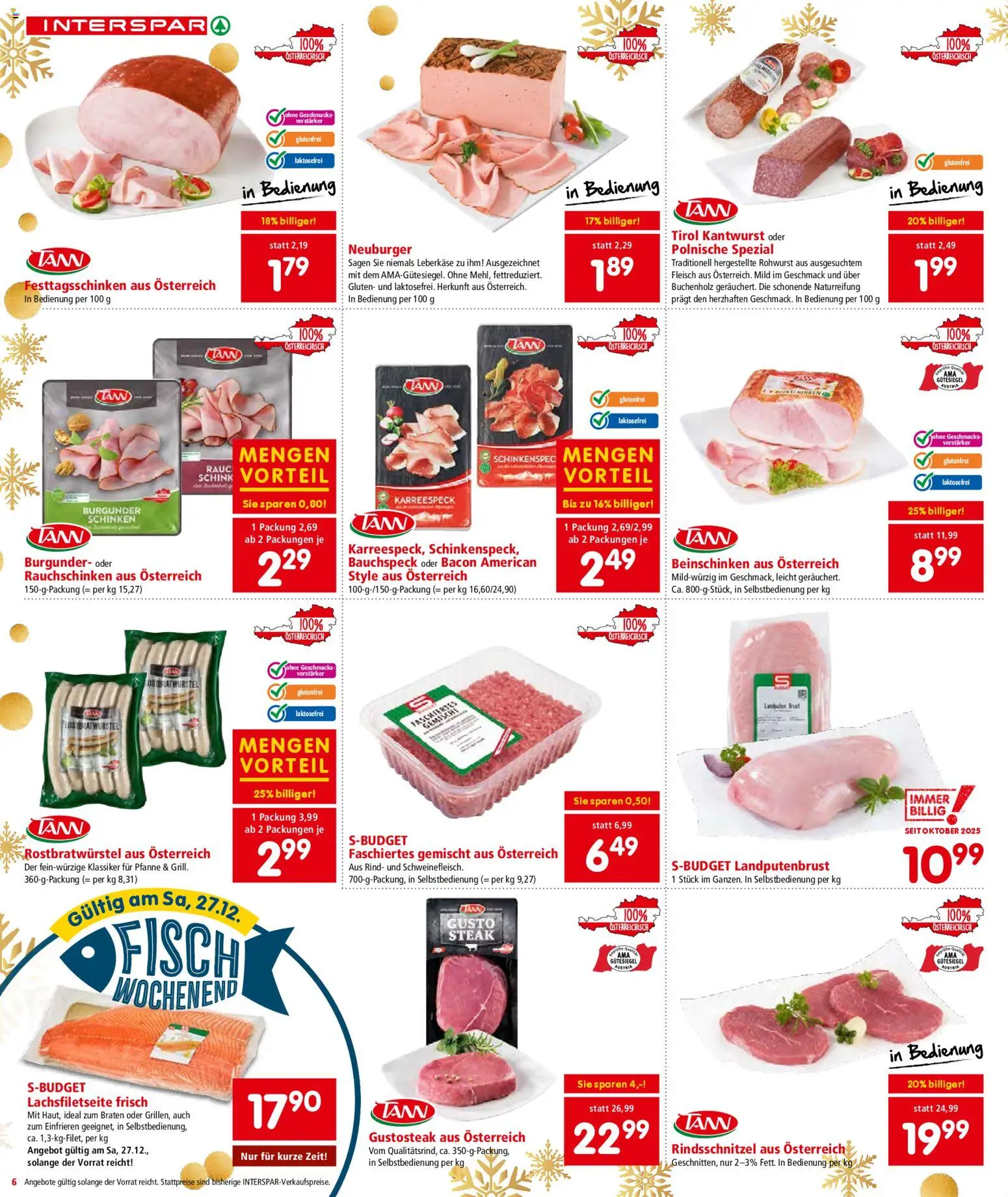 Interspar Flugblatt - Oberösterreich gültig ab 22.12.2025 | Seite: 6 | Produkte: Schinken, Fisch