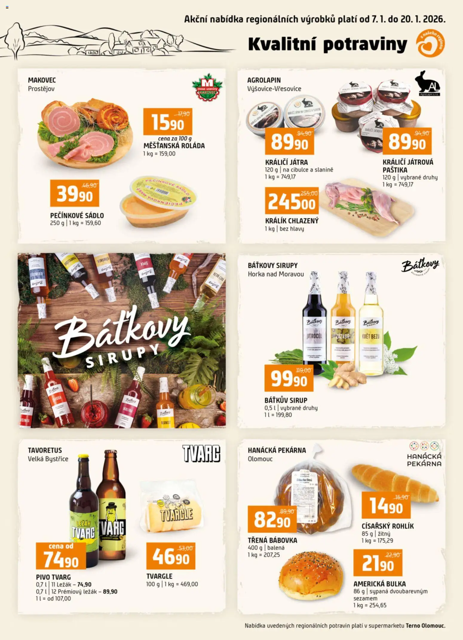Terno leták - Olomouc od 07.01.2026 | Strana: 16 | Produkty: Rohlík, Uzeniny, Zázvor, Paštika