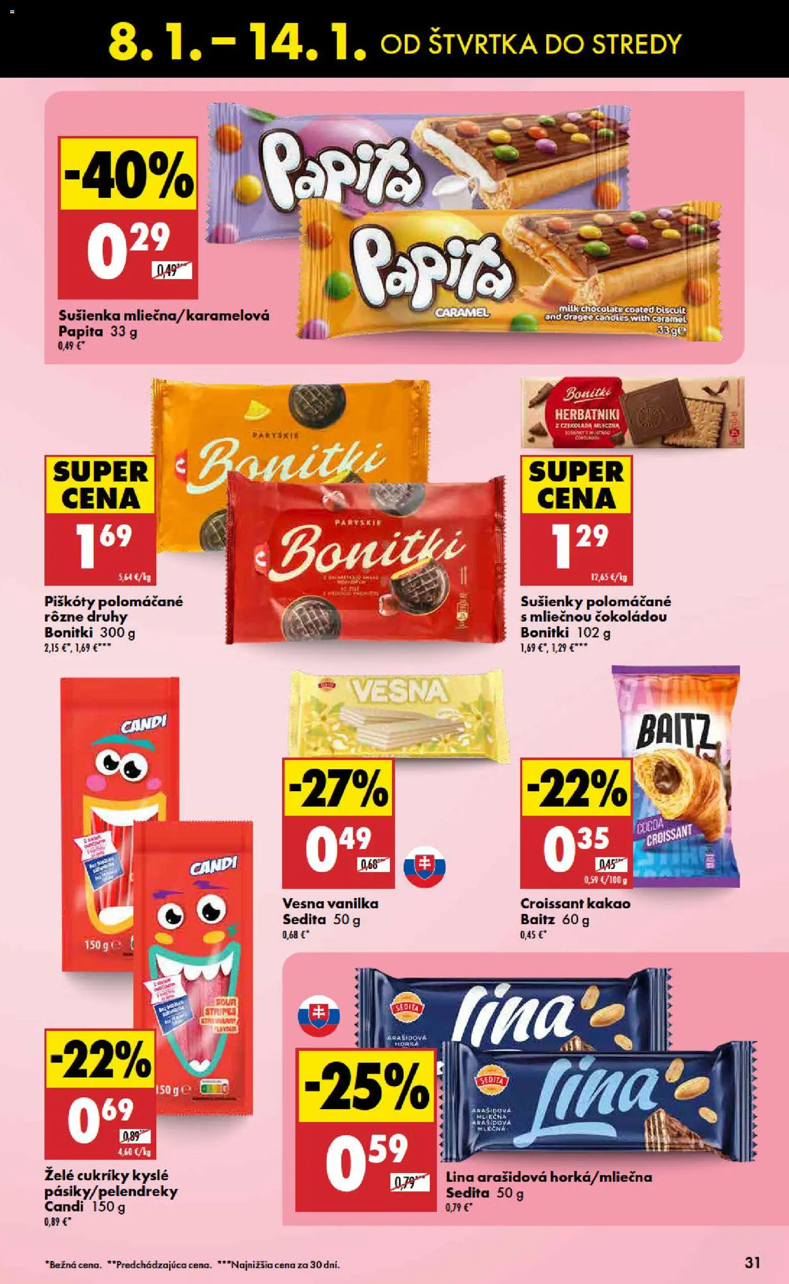 Nové Biedronka akcie – leták je platný od 08.01.2026 | Strana: 31 | Produkty: Croissant, Cukríky, Kakao