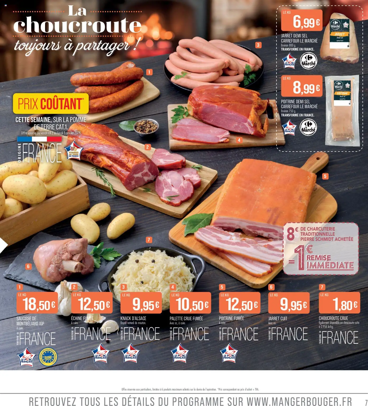 {H1} | Page: 7 | Produits: Pomme, Sel, Saucisse, Pommes de terre