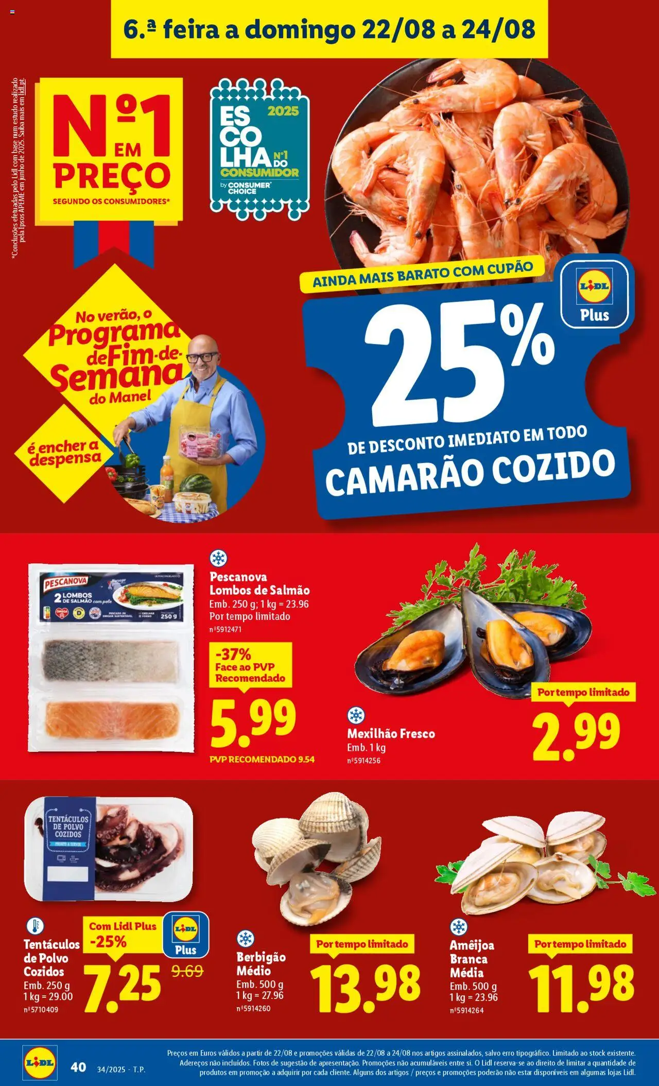 Lidl folheto │ válido de 18.08.2025 | Página: 40 | Produtos: Polvo, Camarão, Base, Salmão