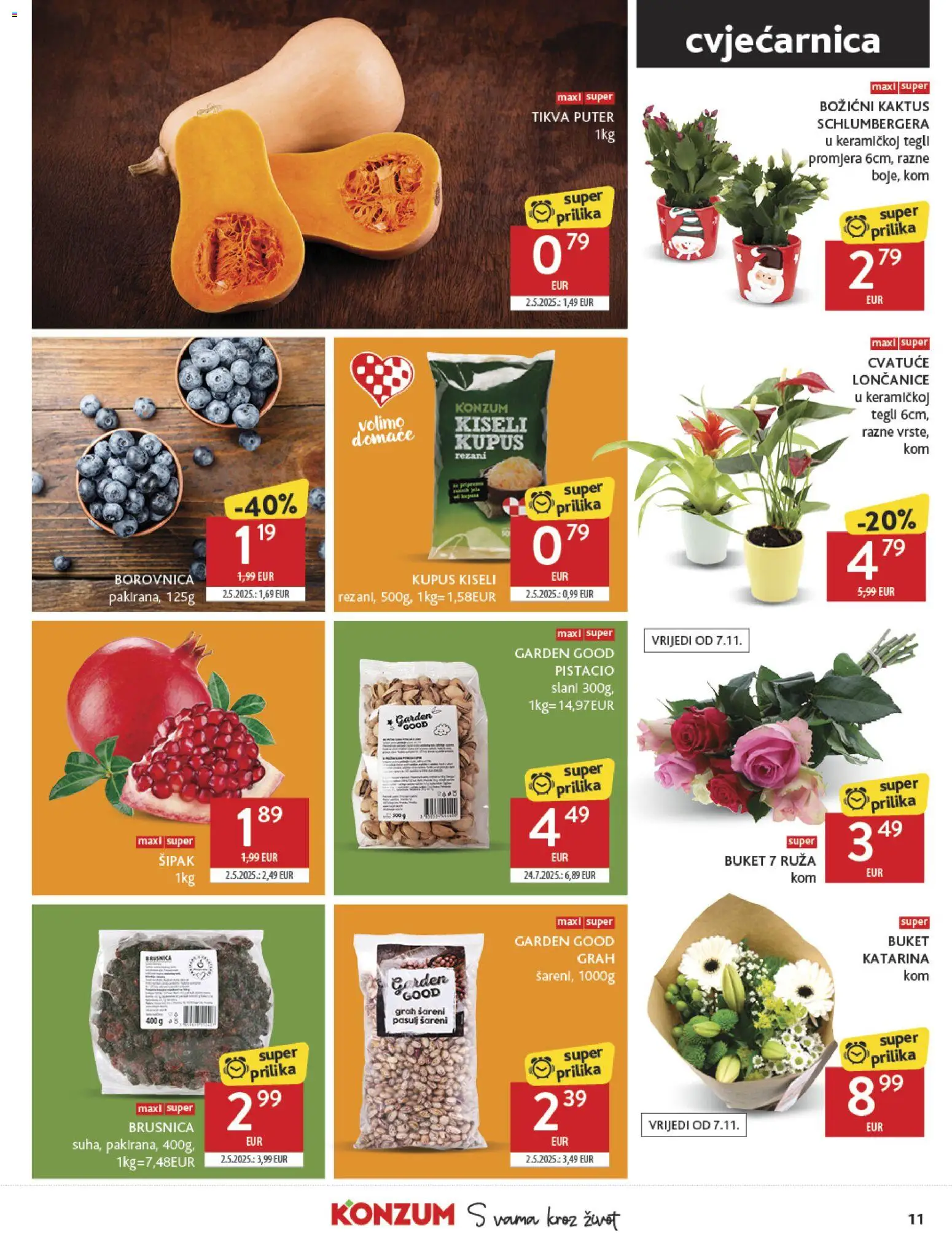 Konzum katalog | vrijedi od 05.11.2025 | Stranica: 11 | Proizvodi: Grah, Kupus, Borovnica, Brusnica
