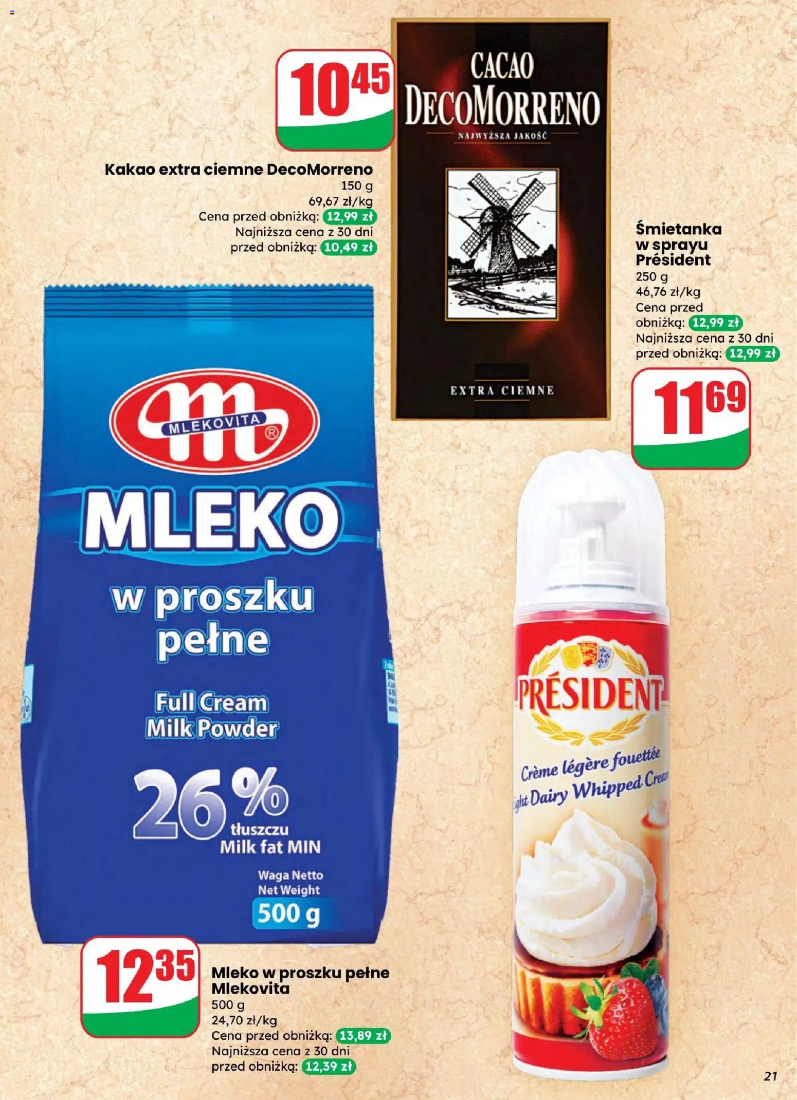 Dino gazetka od 25.03.2026 | Strona: 21 | Produkty: Kakao, Mleko w proszku, Waga, Mleko