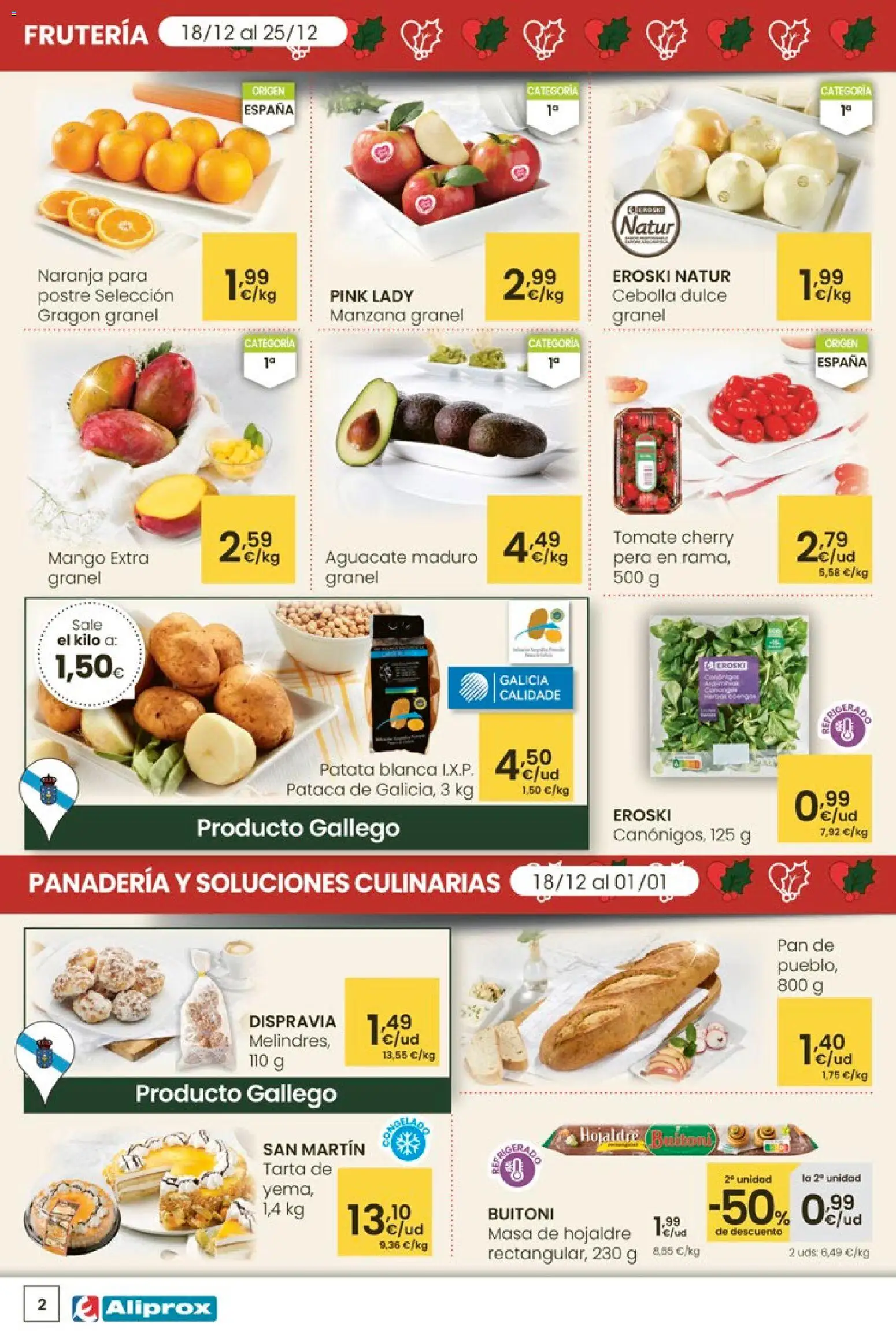Eroski - Aliprox │ válido desde el 18.12.2025 | Página: 2 | Productos: Pan, Manzana, Παγωμένο τσάι, Panadería
