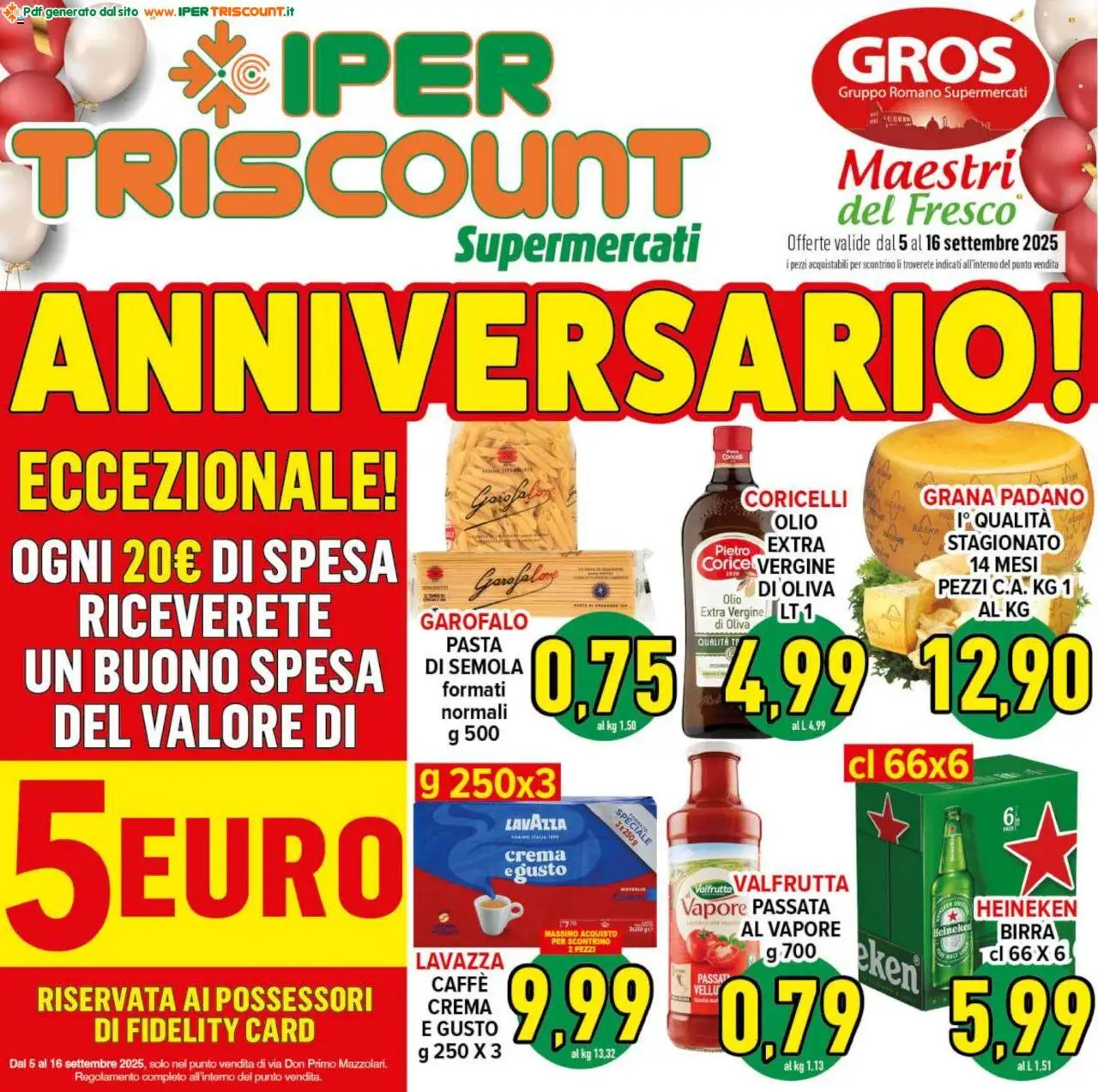 Volantino Ipertriscount del 05.09.2025 | Pagina: 1 | Prodotti: Birra, Pasta, Grana Padano, Lavazza