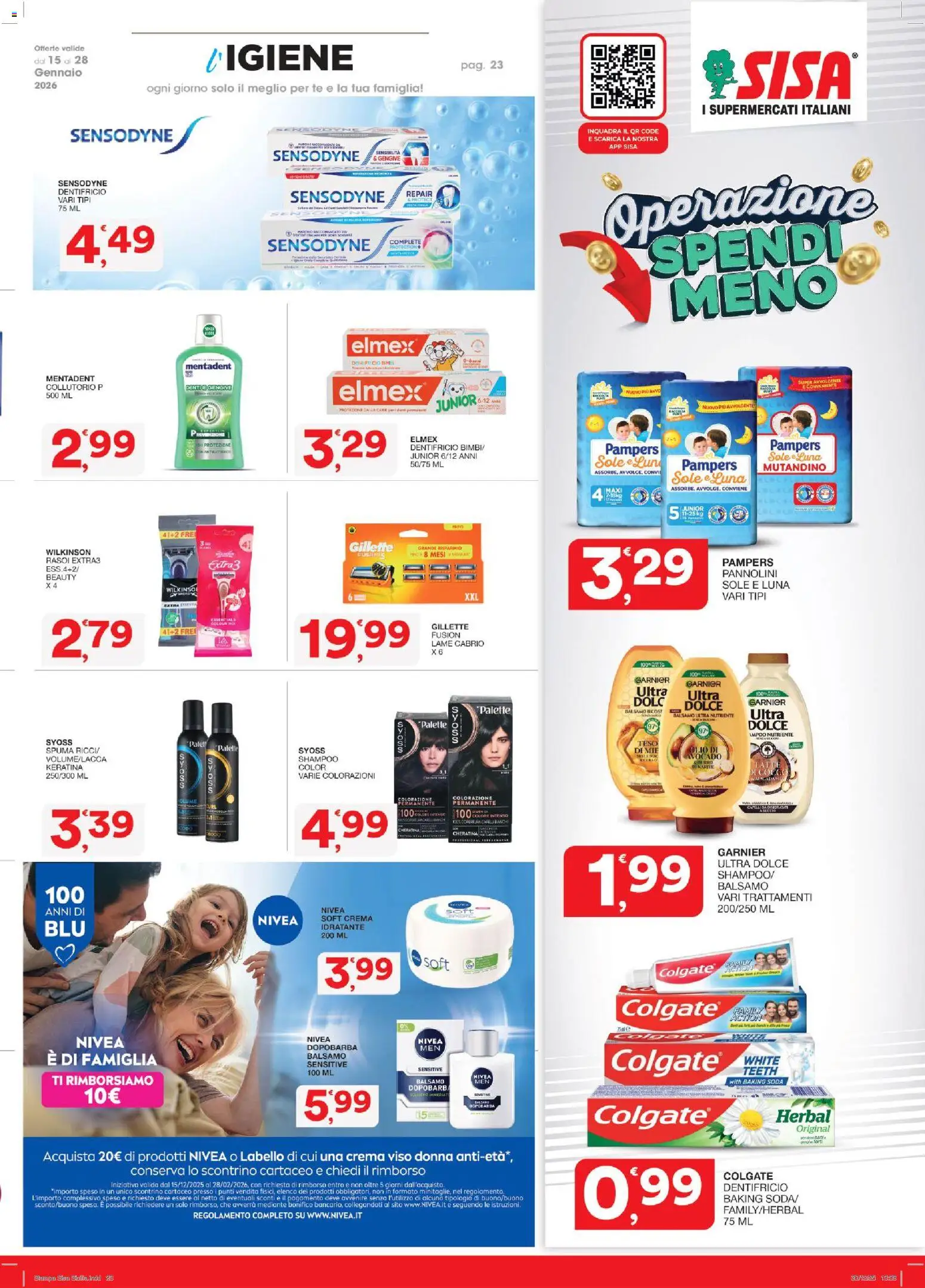 Volantino SISA del 15.01.2026 | Pagina: 23 | Prodotti: Balsamo, Crema, Pannolini, Tè