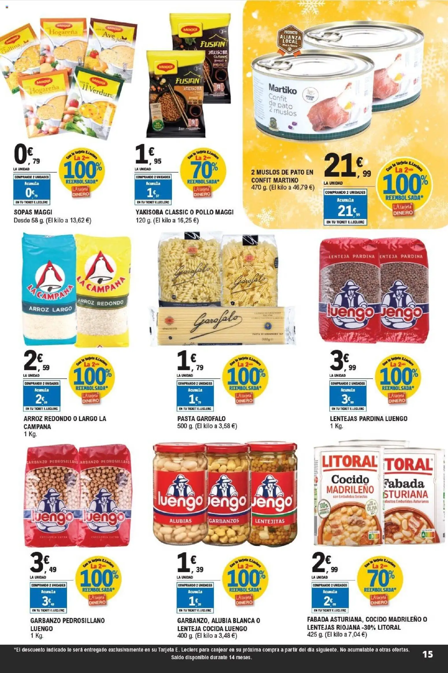 E.Leclerc folleto │ válido desde el 07.01.2026 | Página: 15 | Productos: Arroz, Pasta, Νυχτικό, Κλειδαριά της πόρτας