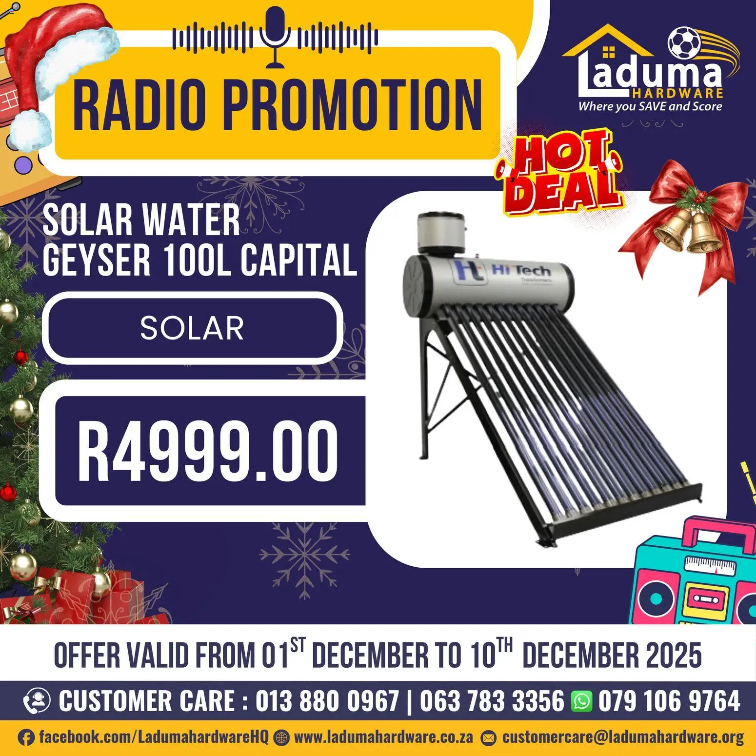 New Laduma Hardware catalogue – valid from 01.12.2025 | Page: 3 | Products: Radio, Geyser, Water