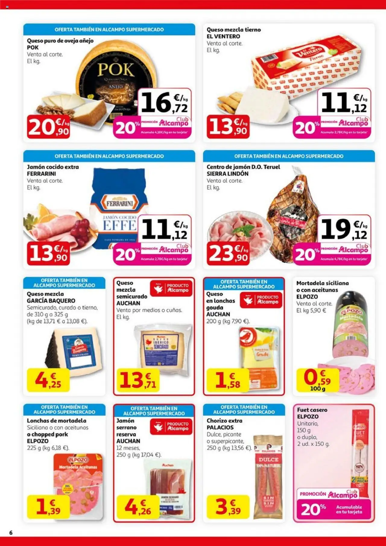 Alcampo - HP Nacional Unificado │ válido desde el 11.09.2025 | Página: 6 | Productos: Queso, Jamón, Jamón cocido, Mortadela