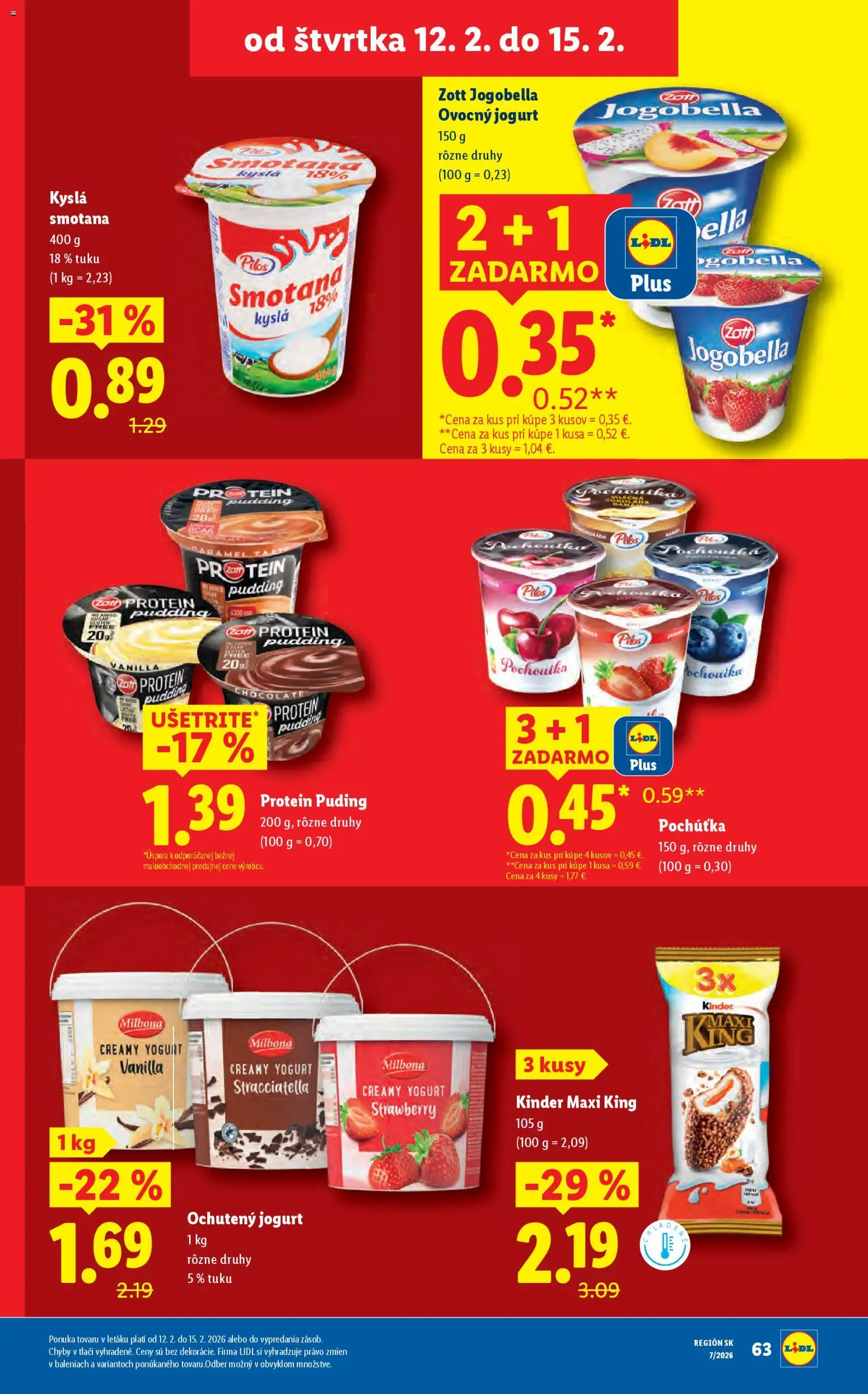 Nové Lidl akcie – leták je platný od 12.02.2026 | Strana: 31 | Produkty: Jogurt, Smotana, Protein, Kinder
