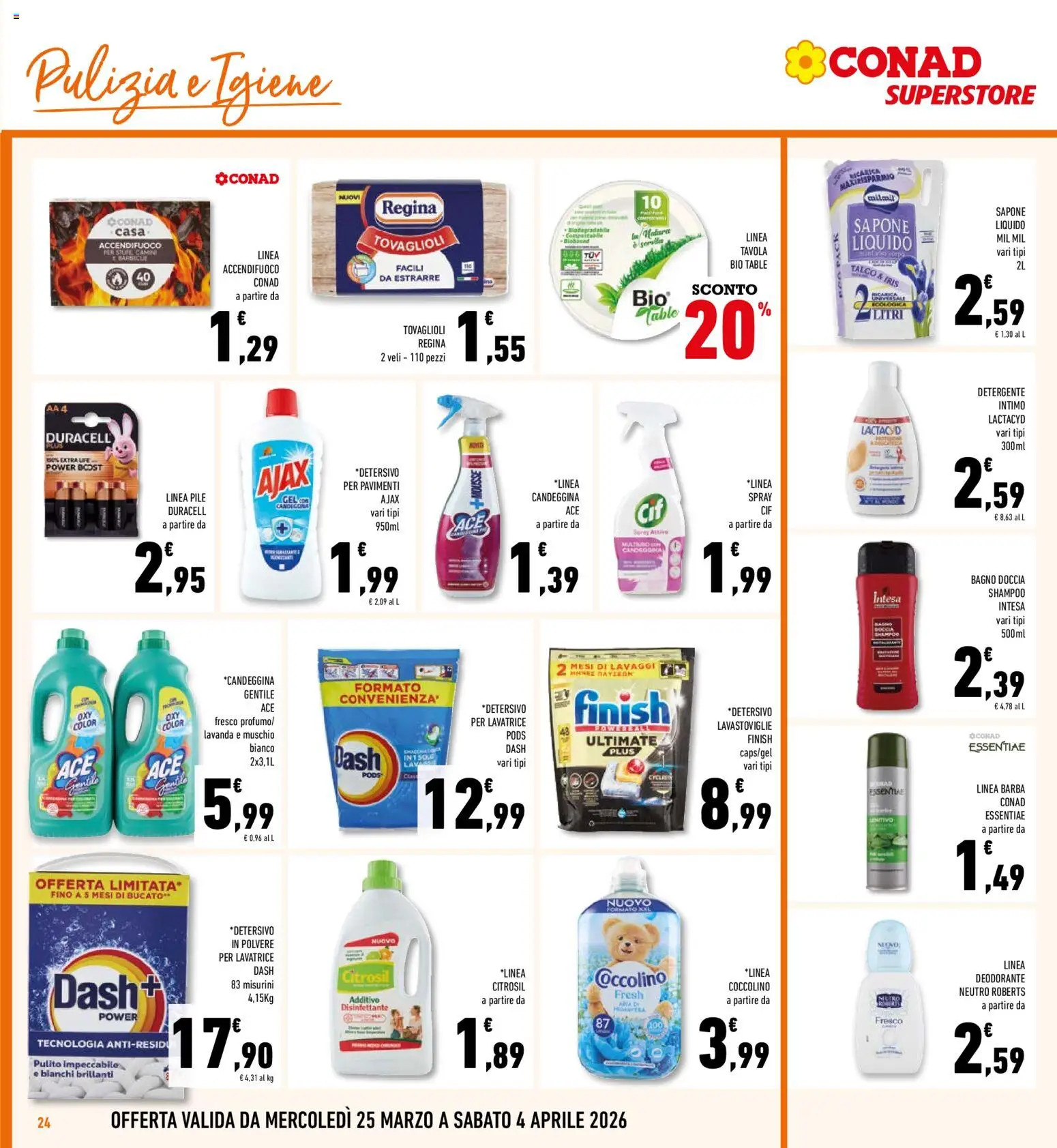Volantino Conad del 25.03.2026 | Pagina: 24 | Prodotti: Deodorante, Detergente, Lavanda, Doccia