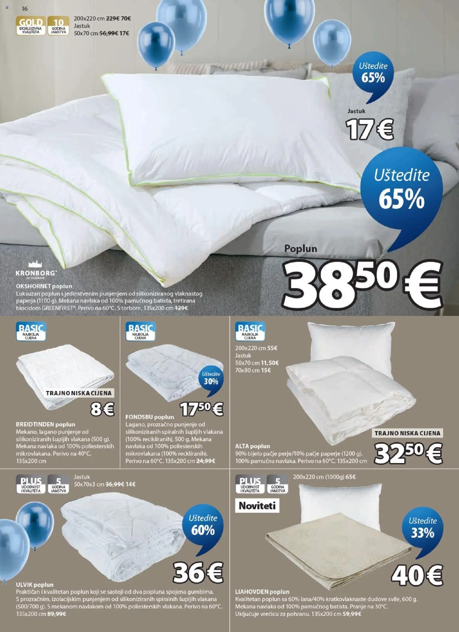 JYSK katalog | vrijedi od 22.04.2026 | Stranica: 16 | Proizvodi: Jastuk, Poplun
