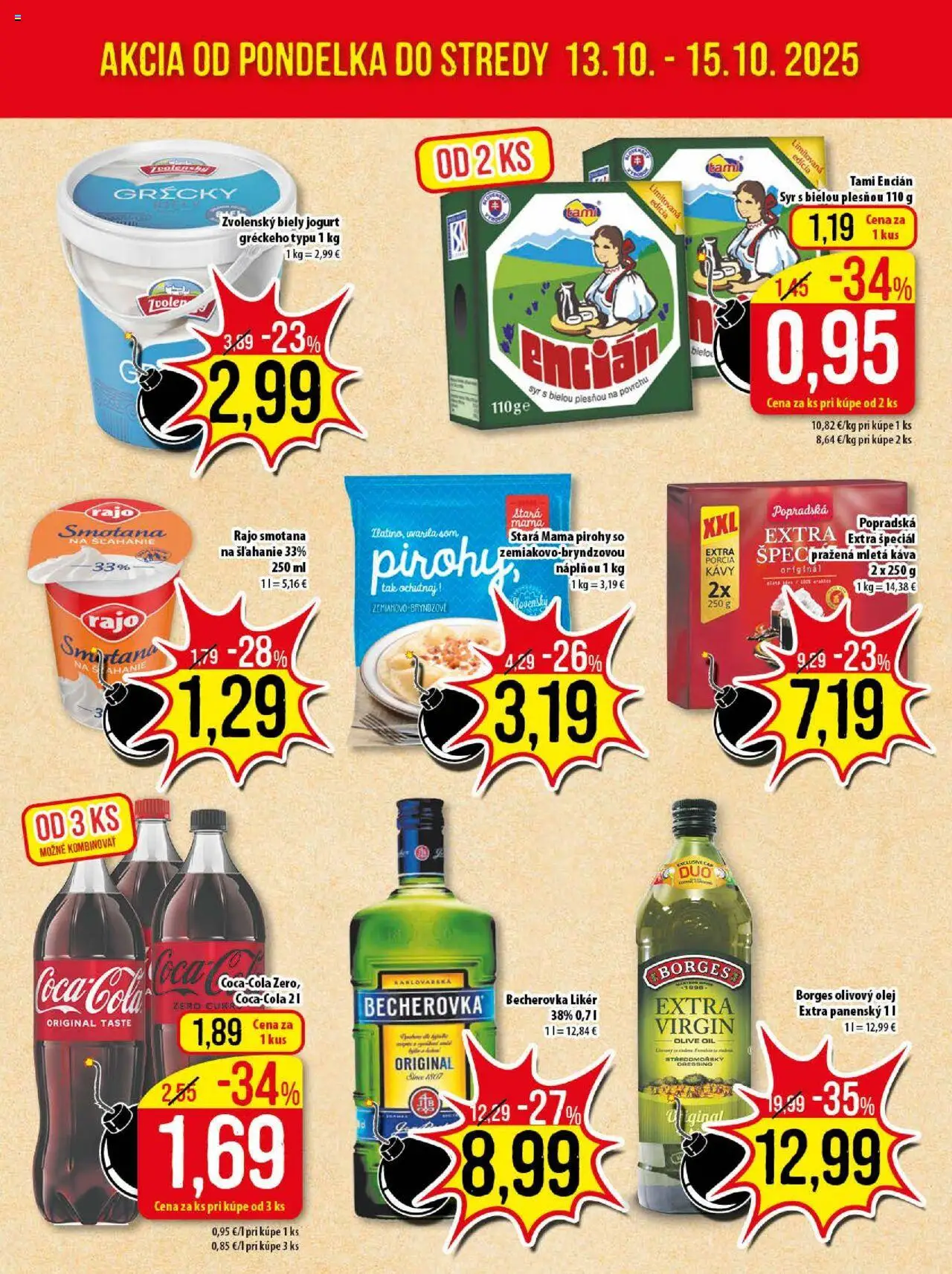 Nové Klas akcie – leták je platný od 13.10.2025 | Strana: 3 | Produkty: Jogurt, Káva, Olivový olej, Biely jogurt