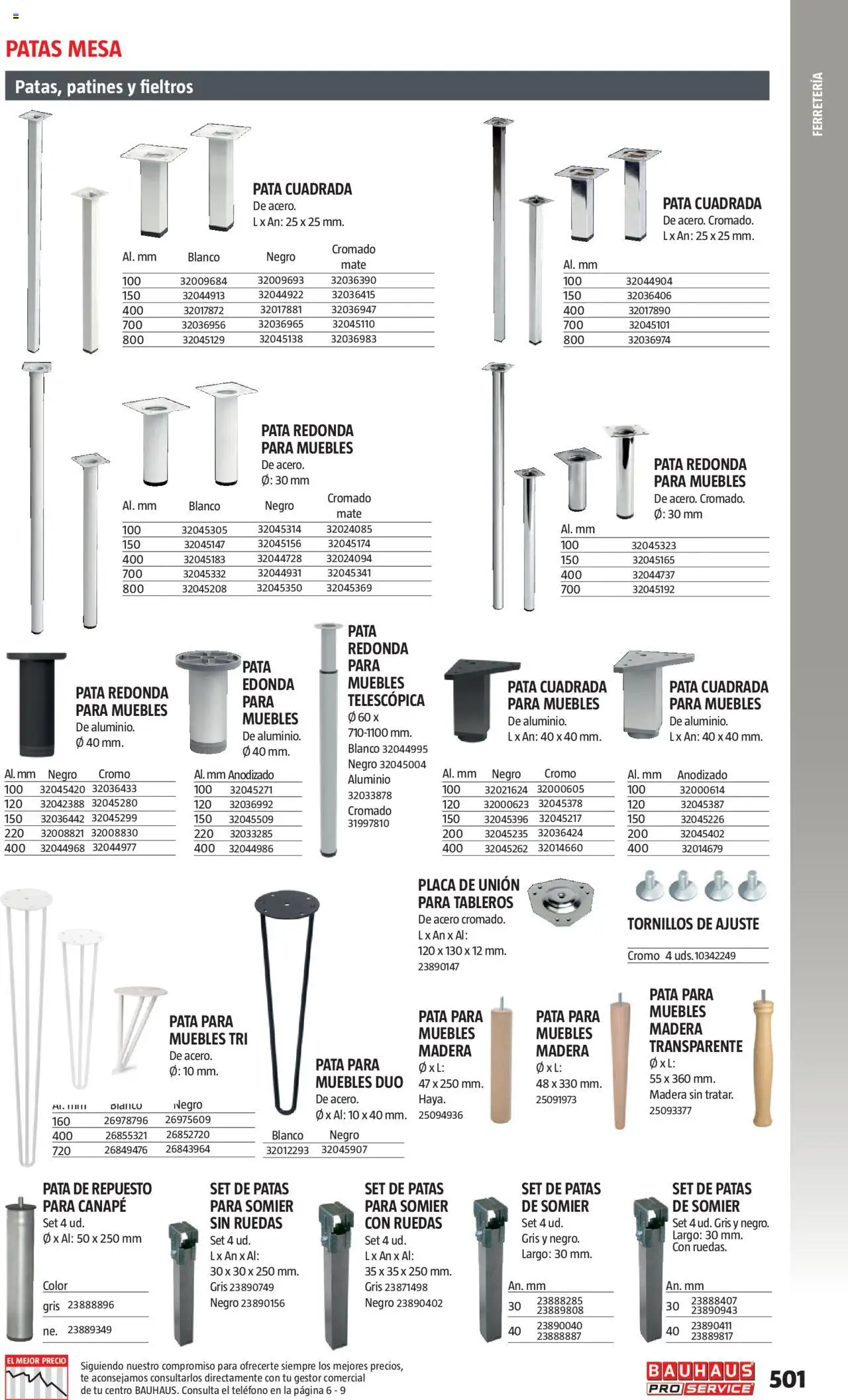 Bauhaus - ProService  │ válido desde el 24.02.2025 | Página: 501 | Productos: Somier, Té, Teléfono, Mesa