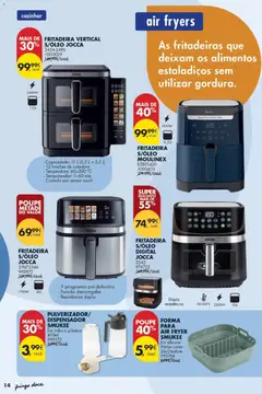 Pré-visualização FRITADEIRA VERTICAL S/ÓLEO JOCCA, Fritadeira vertical, 2454-2496, 1000029. Capacidade: 11 L (5,5 L + 5,5 L). 12 funções de cozedura. Temperatura: 60-200 °C. Temporizador: 1-60 min. Controlo por sensor touch. válido de 03.02.2026 | Página: 14 | Produtos: Air fryer