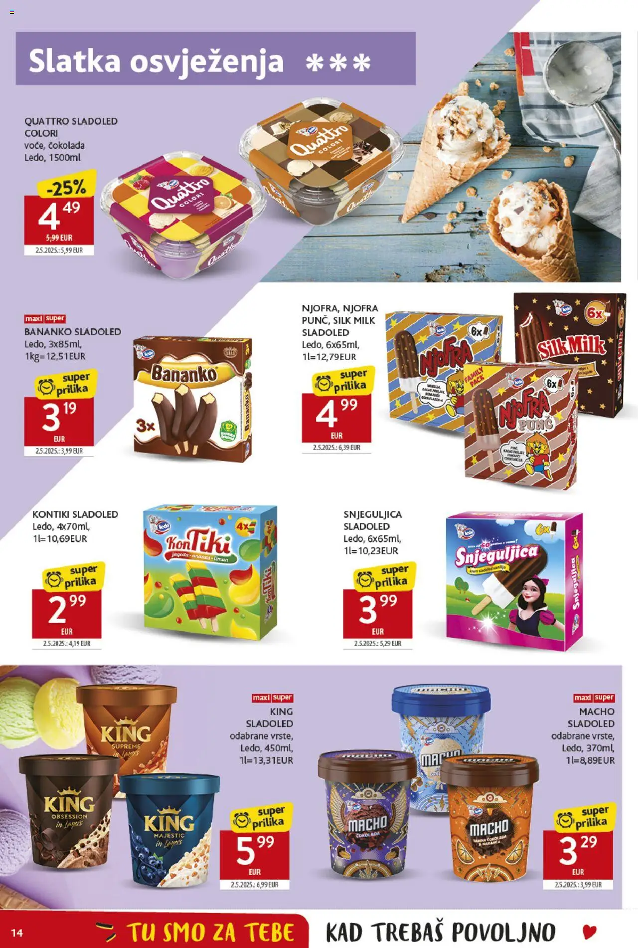 Konzum katalog | vrijedi od 25.06.2025 | Stranica: 14 | Proizvodi: Čokolada, Ledo, Sladoled