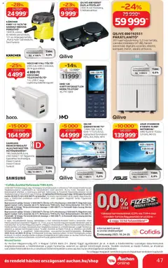 Auchan Akciós újság - amely érvényes a következő dátumtól: 24.10.2025 | Oldal: 47 | Termékek: MP4, USB, Töltő, Samsung
