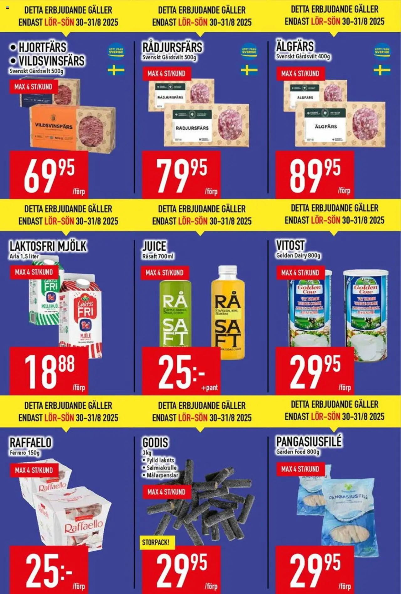 Matdax reklamblad aktuell från 25.08.2025 | Sida: 6 | Produkter: Lakrits, Mjölk, Juice, Godis