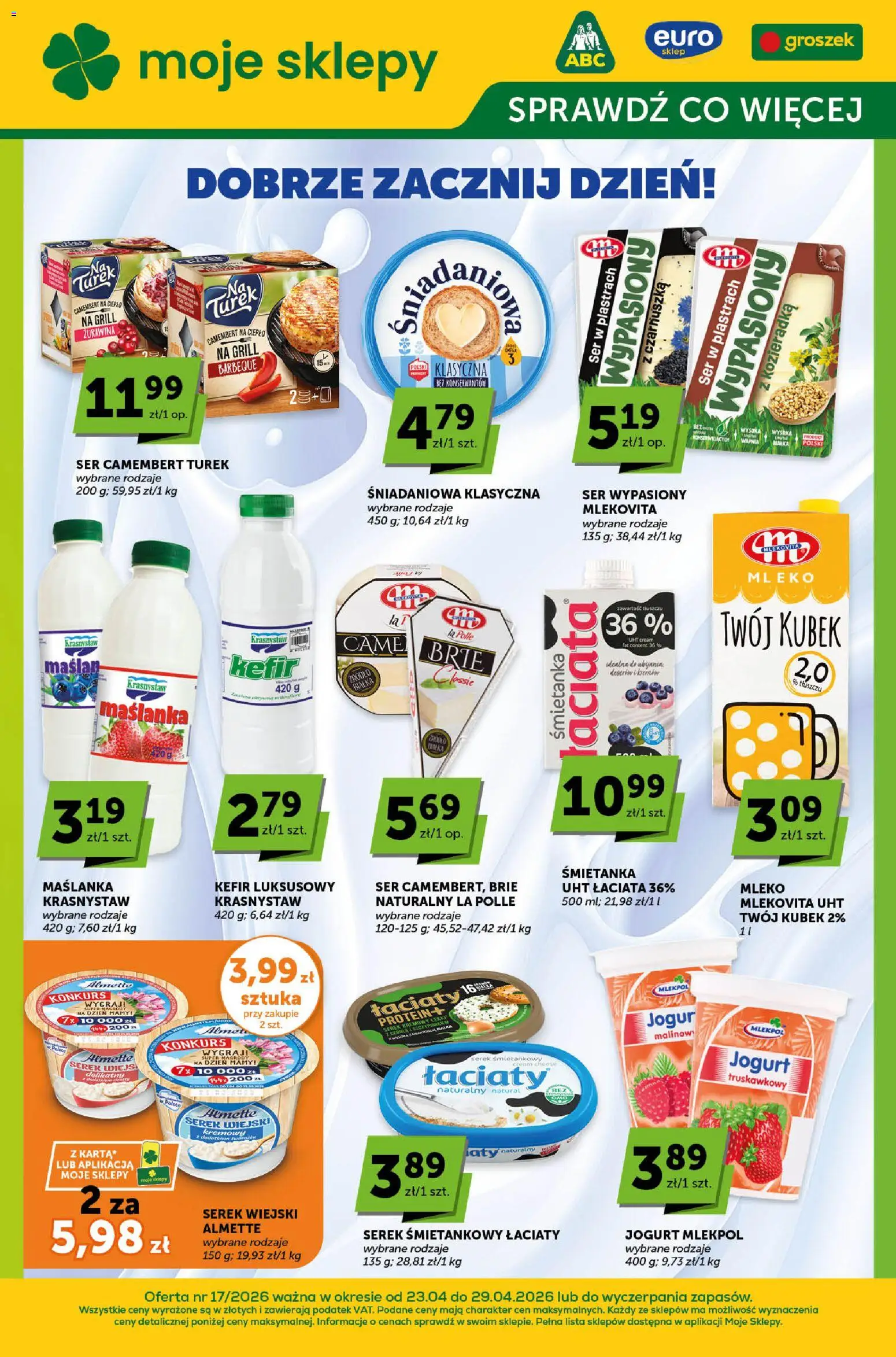 Groszek gazetka - Sprawdź, co więcej od 23.04.2026 | Strona: 1 | Produkty: Karta, Czarnuszka, Camembert, Żurawina