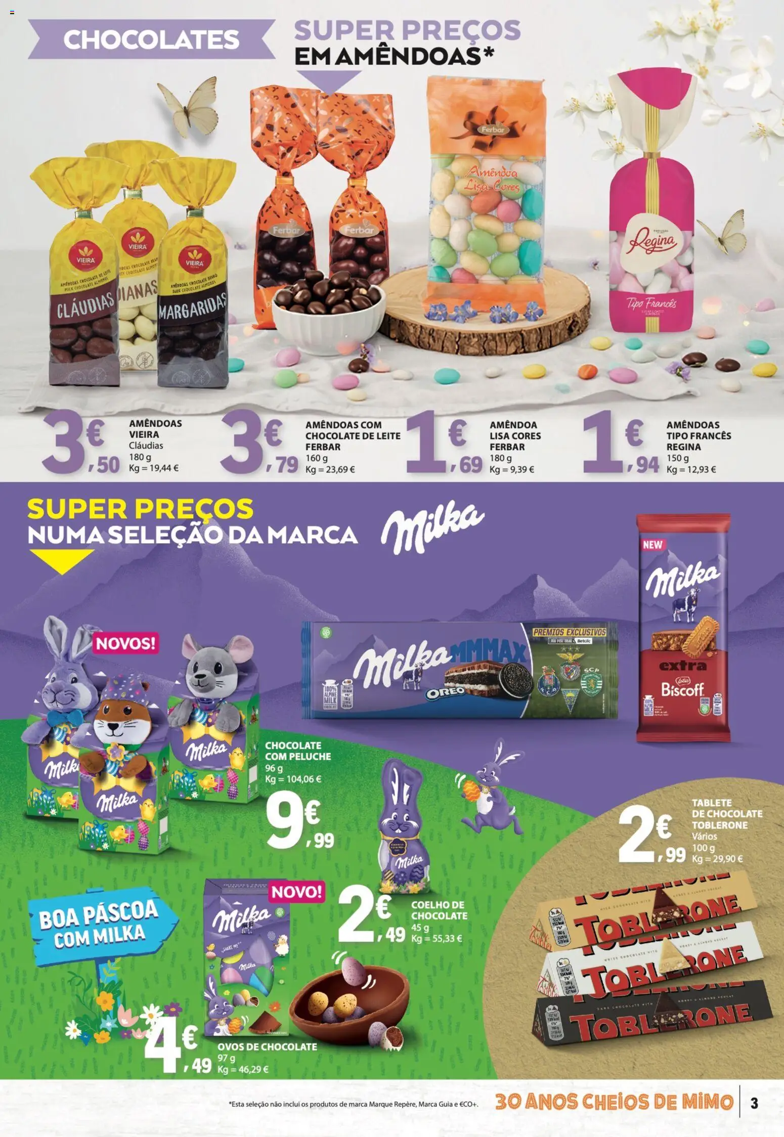 E.Leclerc Especial Páscoa │ válido de 24.03.2026 | Página: 3 | Produtos: Amêndoas, Chocolates, Ovos, Chocolate