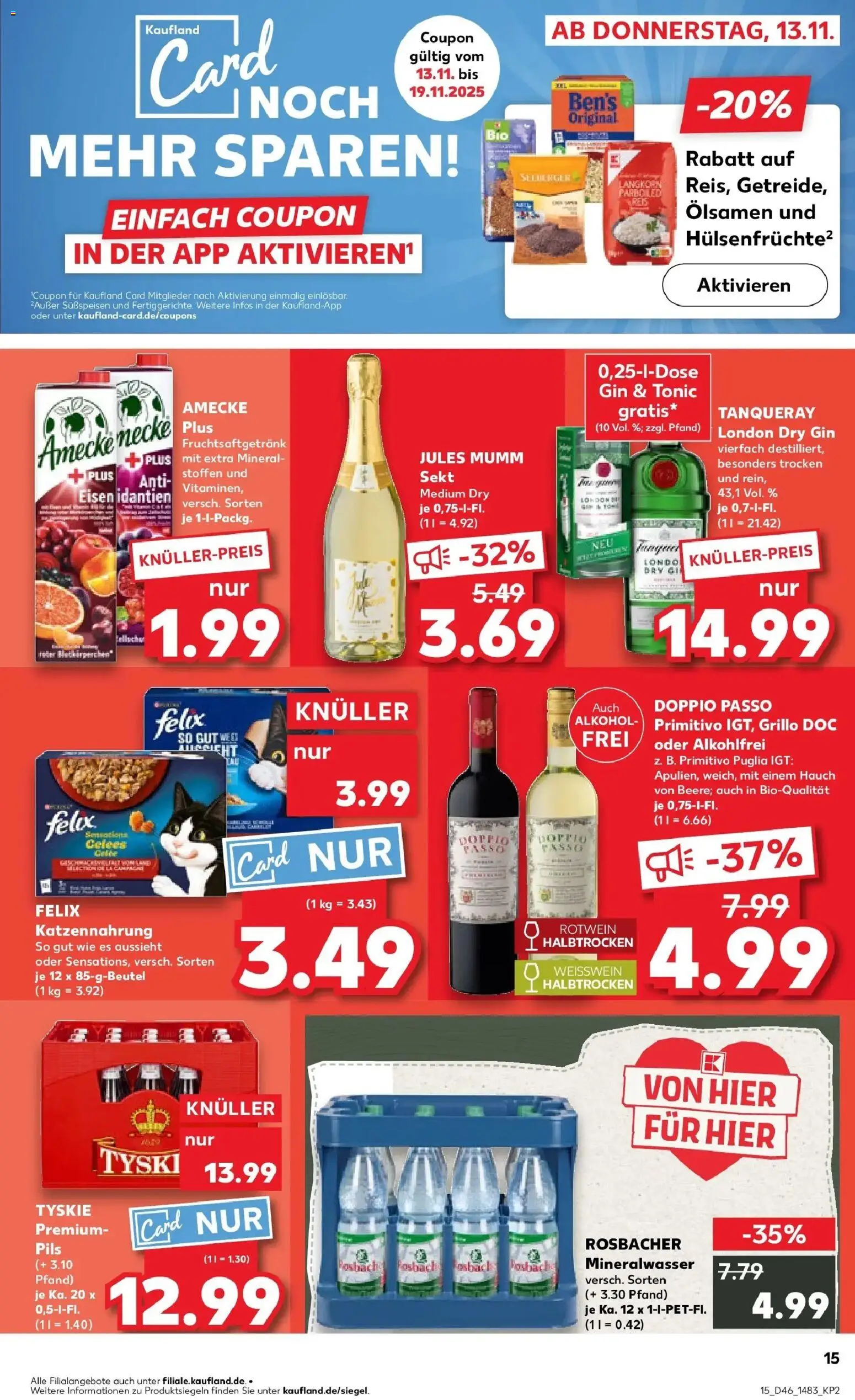 Kaufland prospekt Frankfurt Am Main	 – gültig ab 17.11.2025 | Seite: 15 | Produkte: Weißwein, Pils, Mineralwasser, Doppio Passo