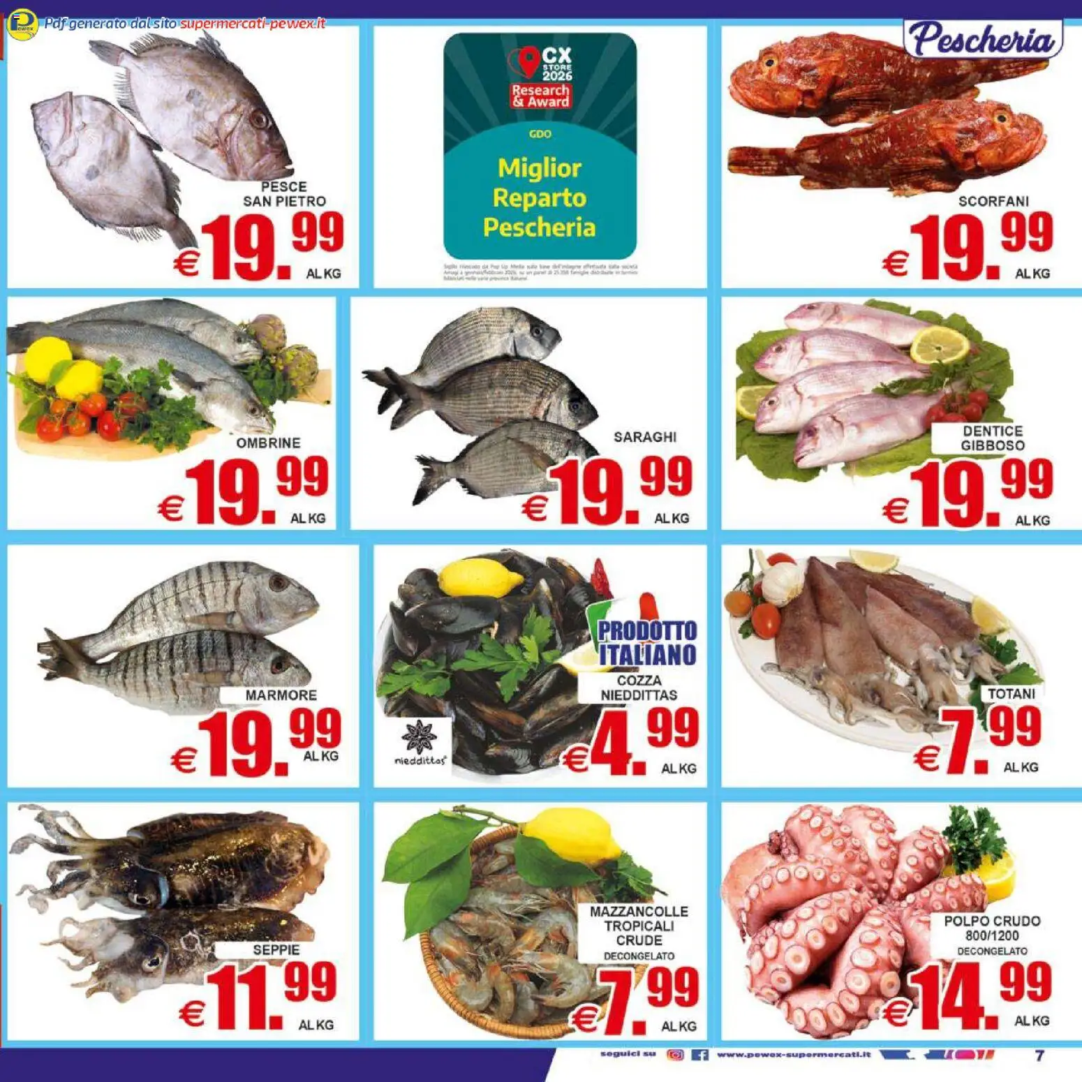 Volantino Pewex del 17.04.2026 | Pagina: 7 | Prodotti: Pesce, Polpo, Mazzancolle