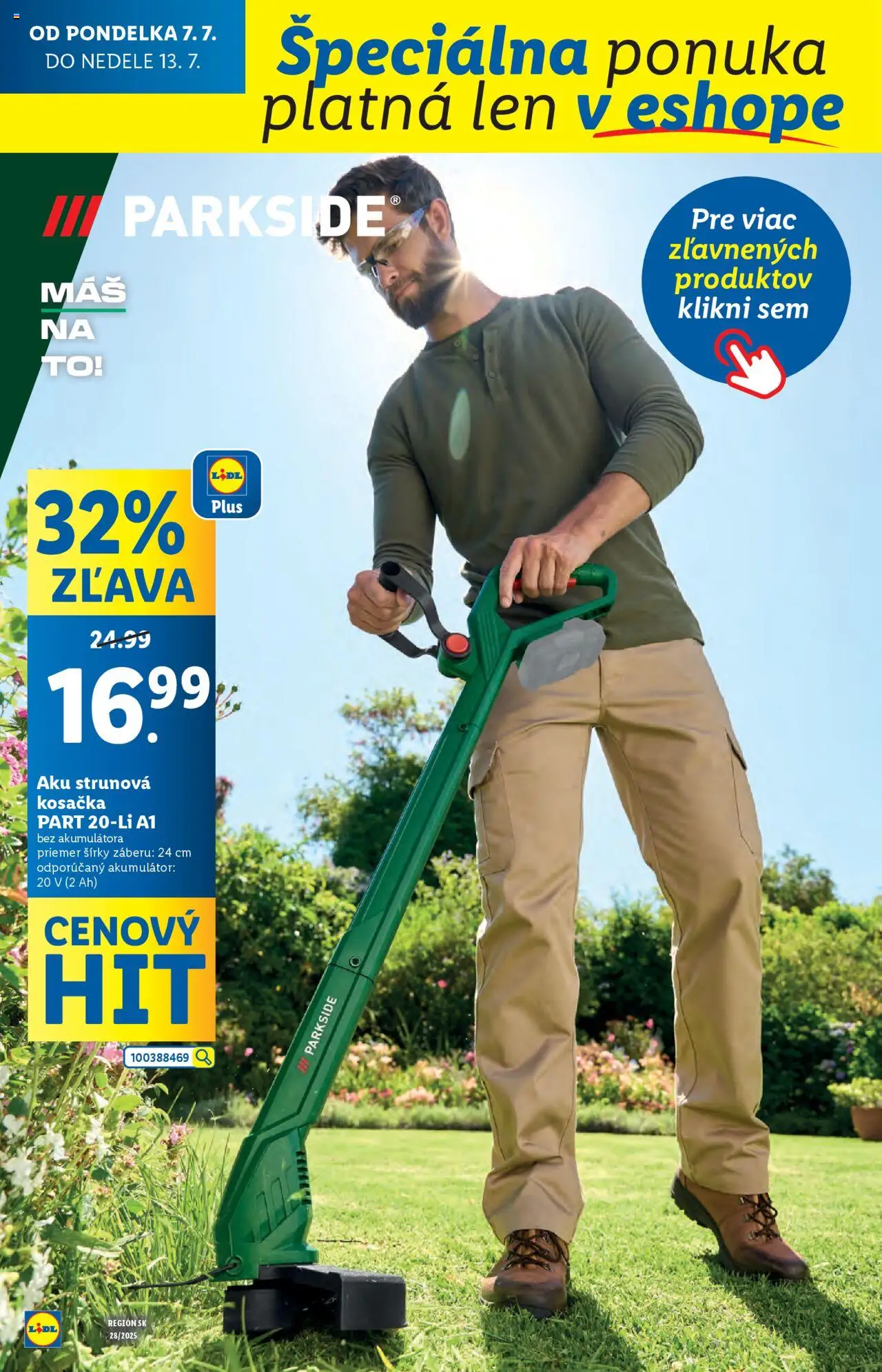 Lidl leták │ platný od 07.07.2025 | Strana: 50 | Produkty: Kosačka, Aku, Akumulátor, Parkside