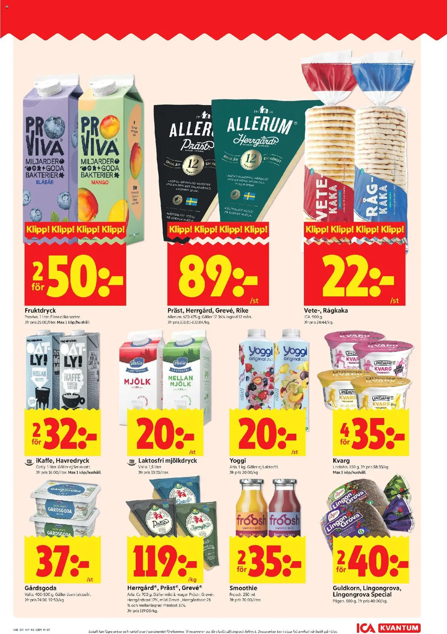 ICA Kvantum reklamblad aktuell från 16.02.2026 | Sida: 7 | Produkter: Gem, Galler, Havredryck, Yoggi