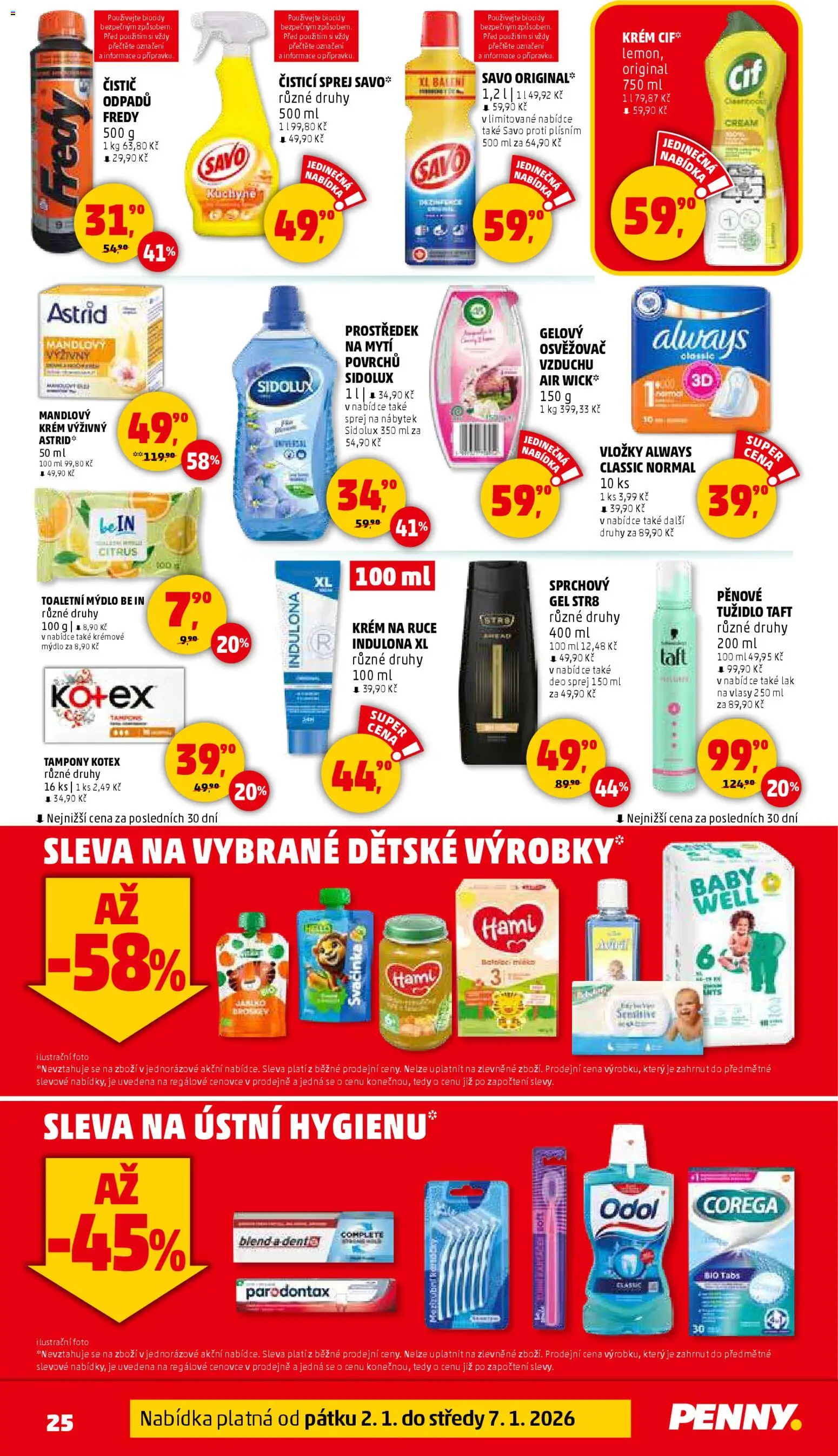 Penny Market leták - Čtvrtečník od 02.01.2026 | Strana: 25 | Produkty: Corega, Indulona, Sidolux, Hami