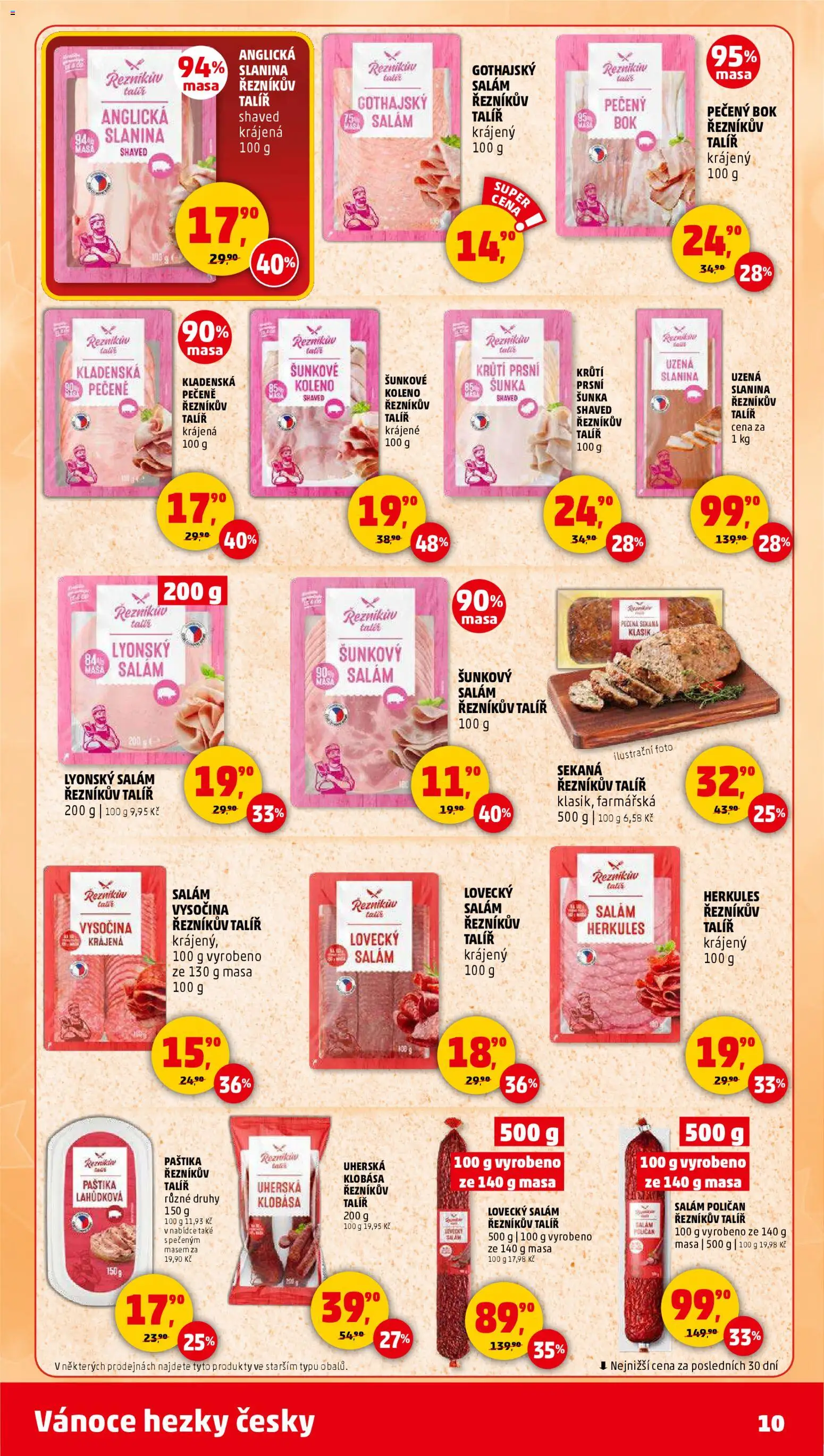 Penny Market leták - Čtvrtečník od 11.12.2025 | Strana: 10 | Produkty: Salám, Šunka, Lyonský salám, Lovecký salám