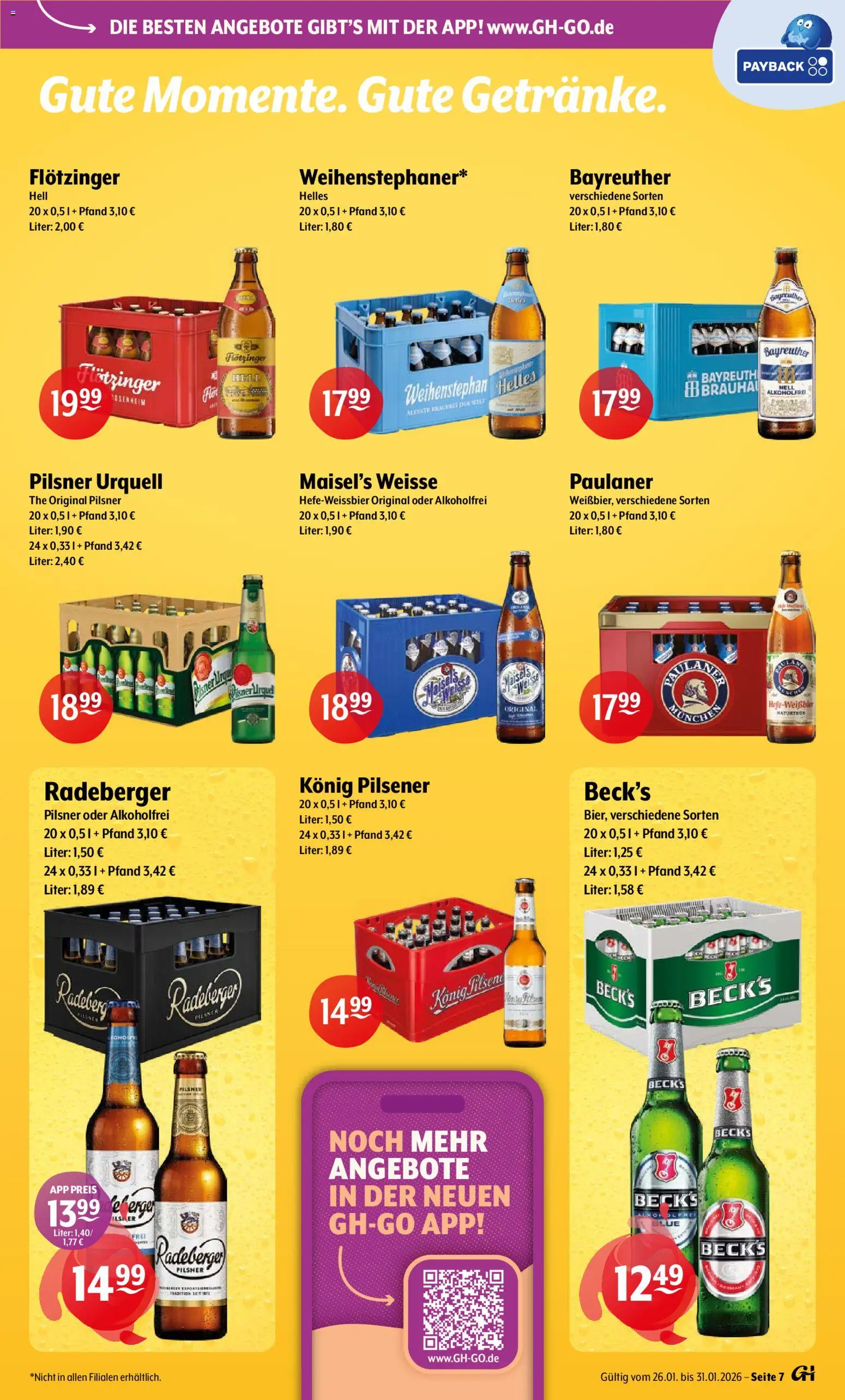Getränke Hoffmann - Hamburg – gültig ab 26.01.2026 | Seite: 7 | Produkte: Bayreuther hell, Konig pilsener, Pilsner urquell, Paulaner