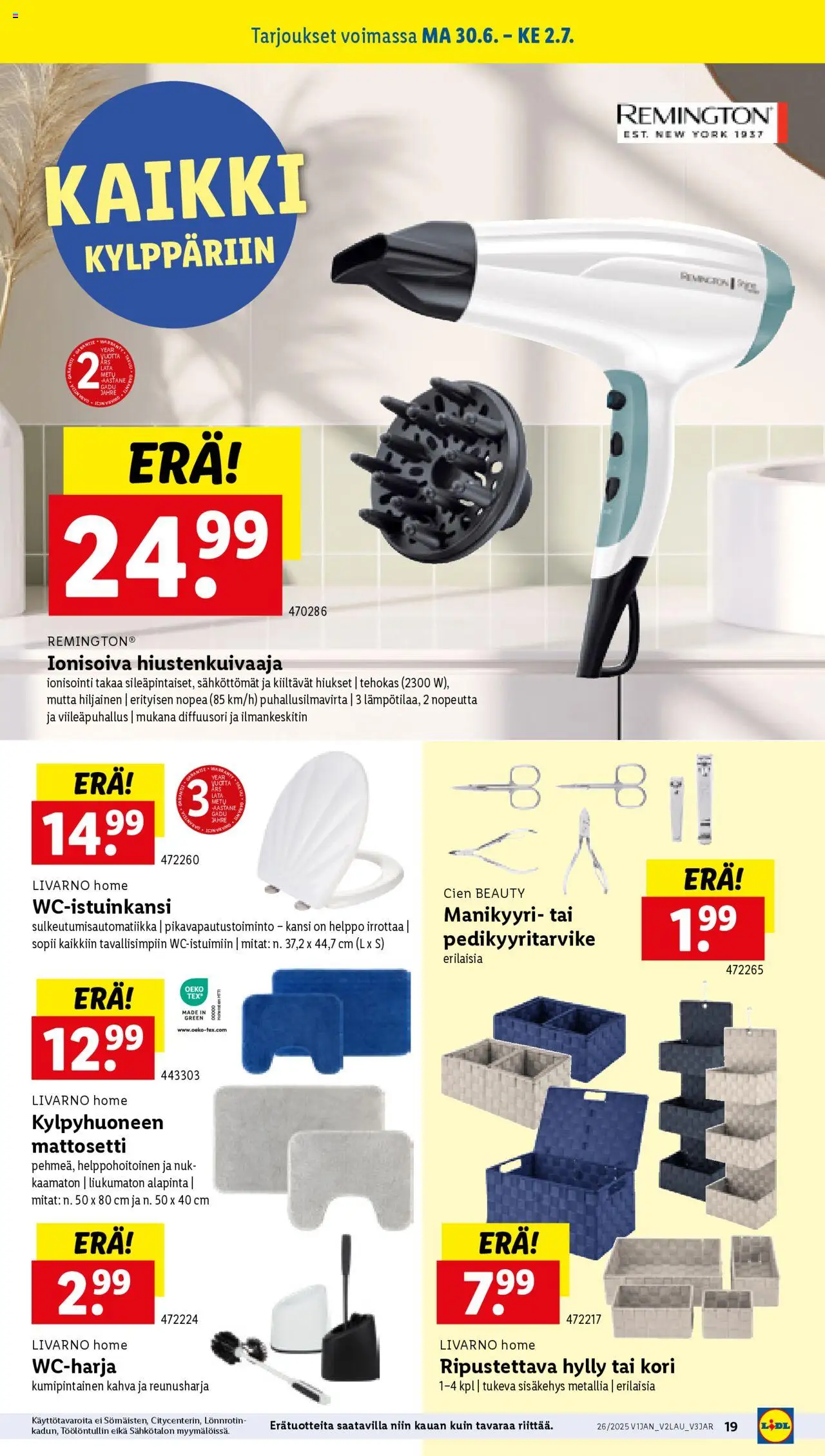  | Sivu: 25 | Tuotteet: Hiustenkuivaaja, Kansi, Hylly, Kori