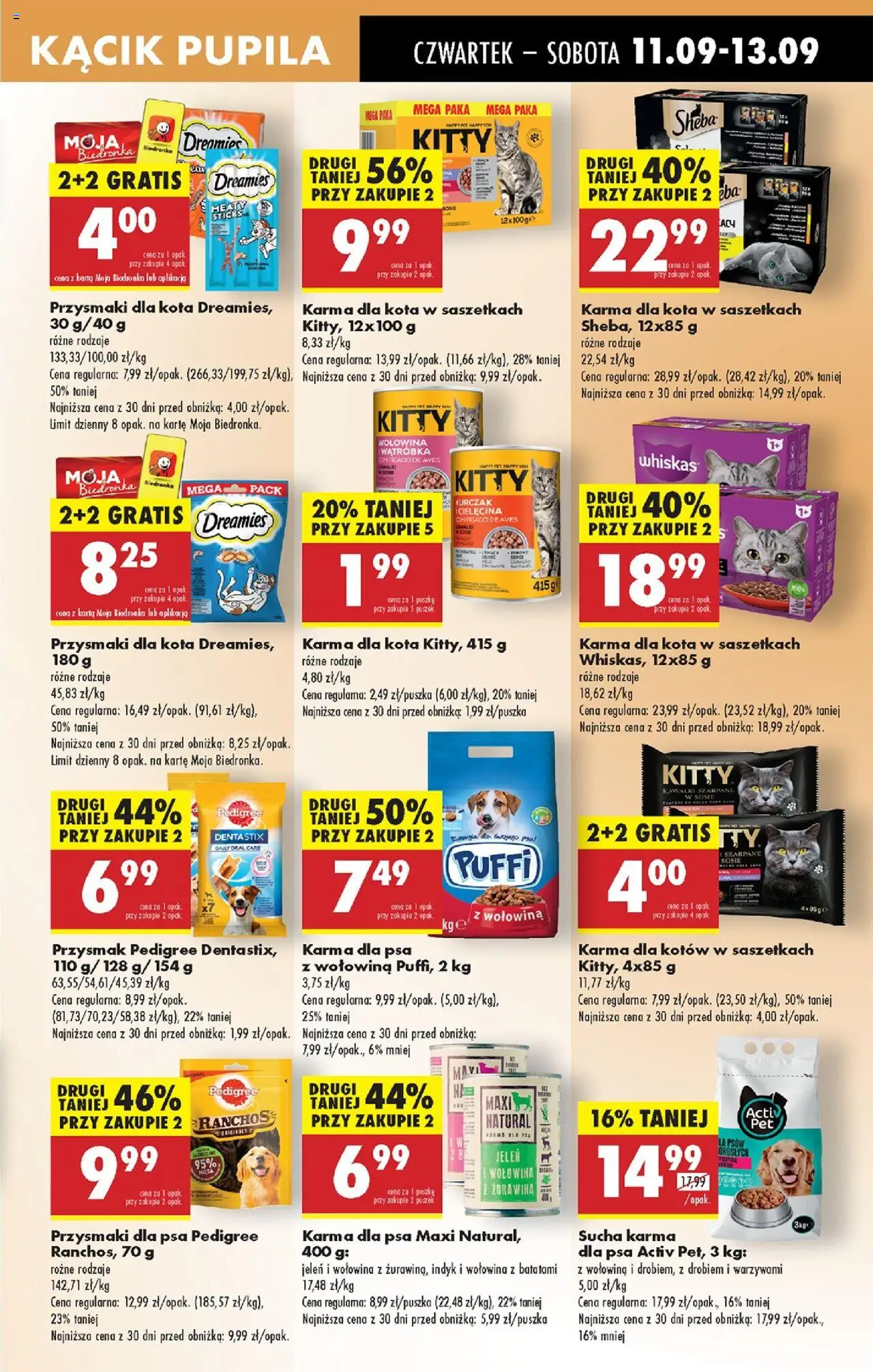 Biedronka gazetka - Oferta w tym tygodniu od 11.09.2025 | Strona: 61 | Produkty: Karta, Wątróbka, Pedigree, Sucha karma dla psa