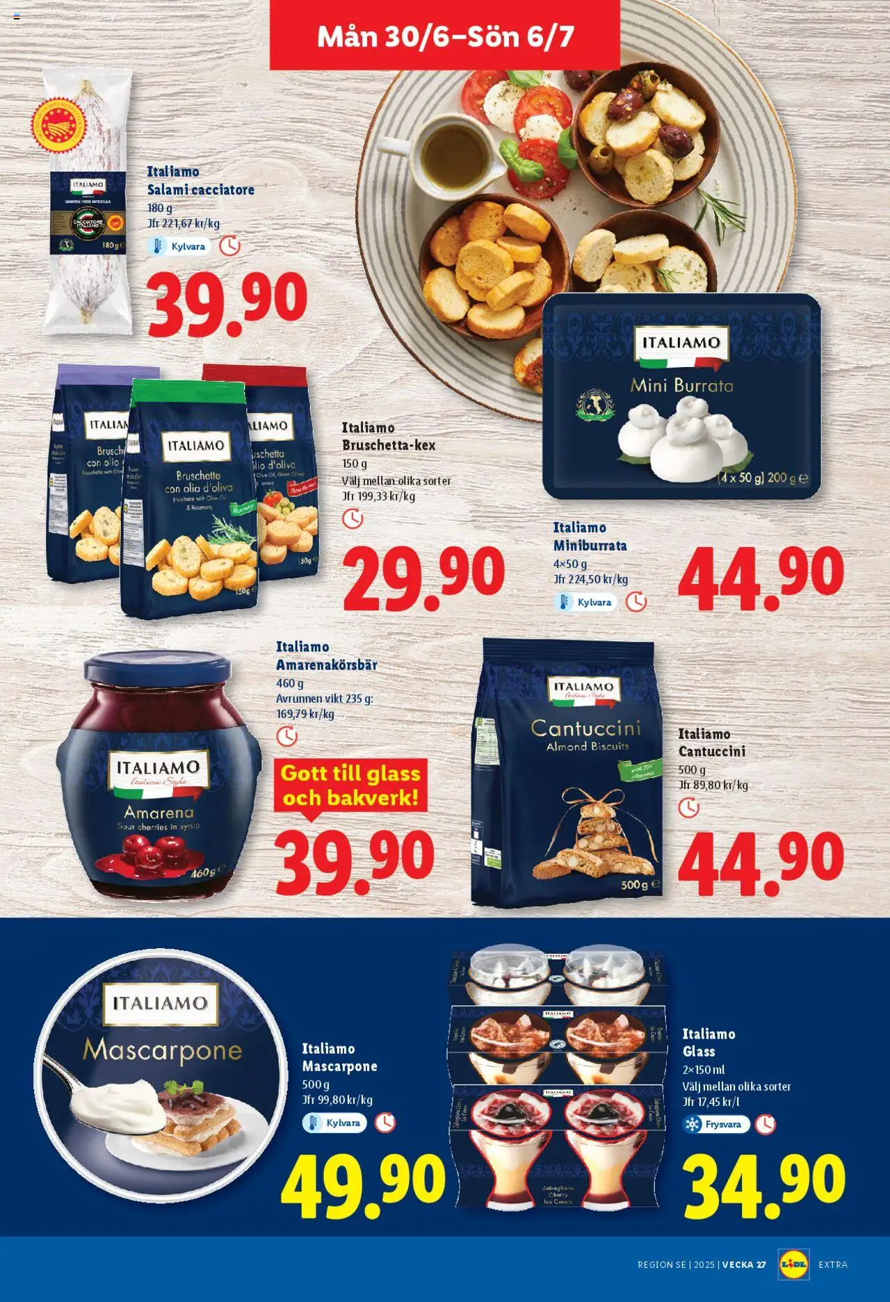 Lidl reklamblad aktuell från 30.06.2025 | Sida: 14 | Produkter: Burrata, Salami, Glass