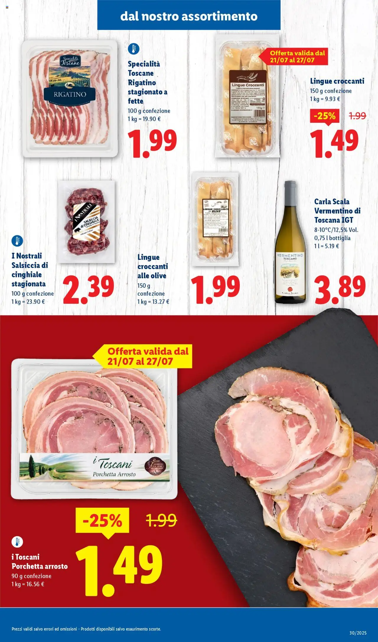 Volantino Lidl del 21.07.2025 | Pagina: 3 | Prodotti: Arrosto, Porchetta, Olive, Salsiccia
