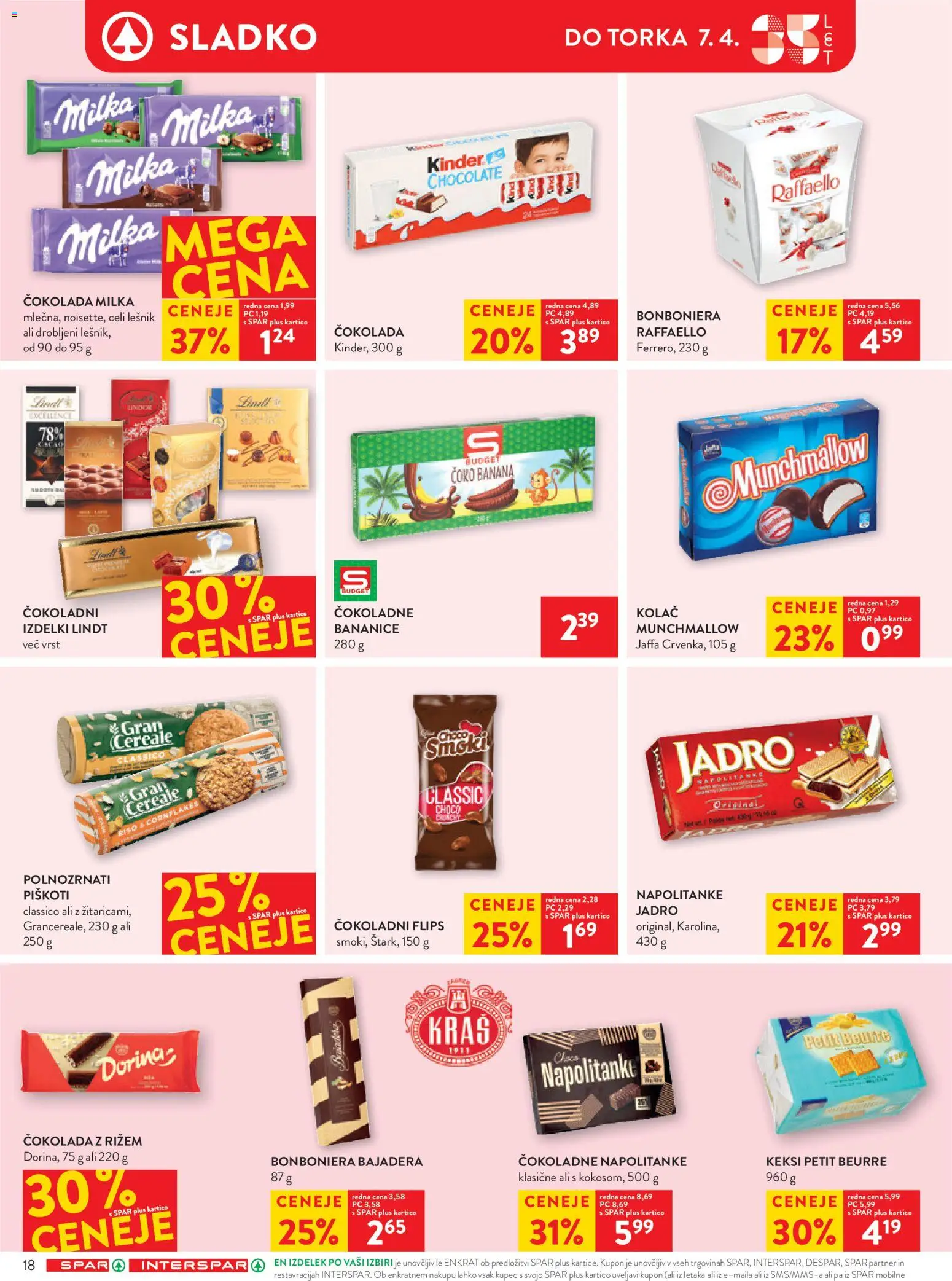 Novi Spar katalog ponudbe – veljaven od 01.04.2026 | Stran: 24 | Izdelki: Napolitanke, Kolač, Bonboniera, Piskoti
