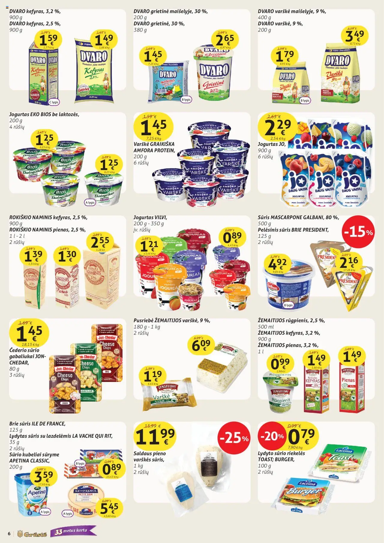 GRUSTE leidinys│galioja nuo 11.08.2025 | Puslapis: 6 | Prekių: Jogurtas, Varškė, Lydytas sūris, Grietinė