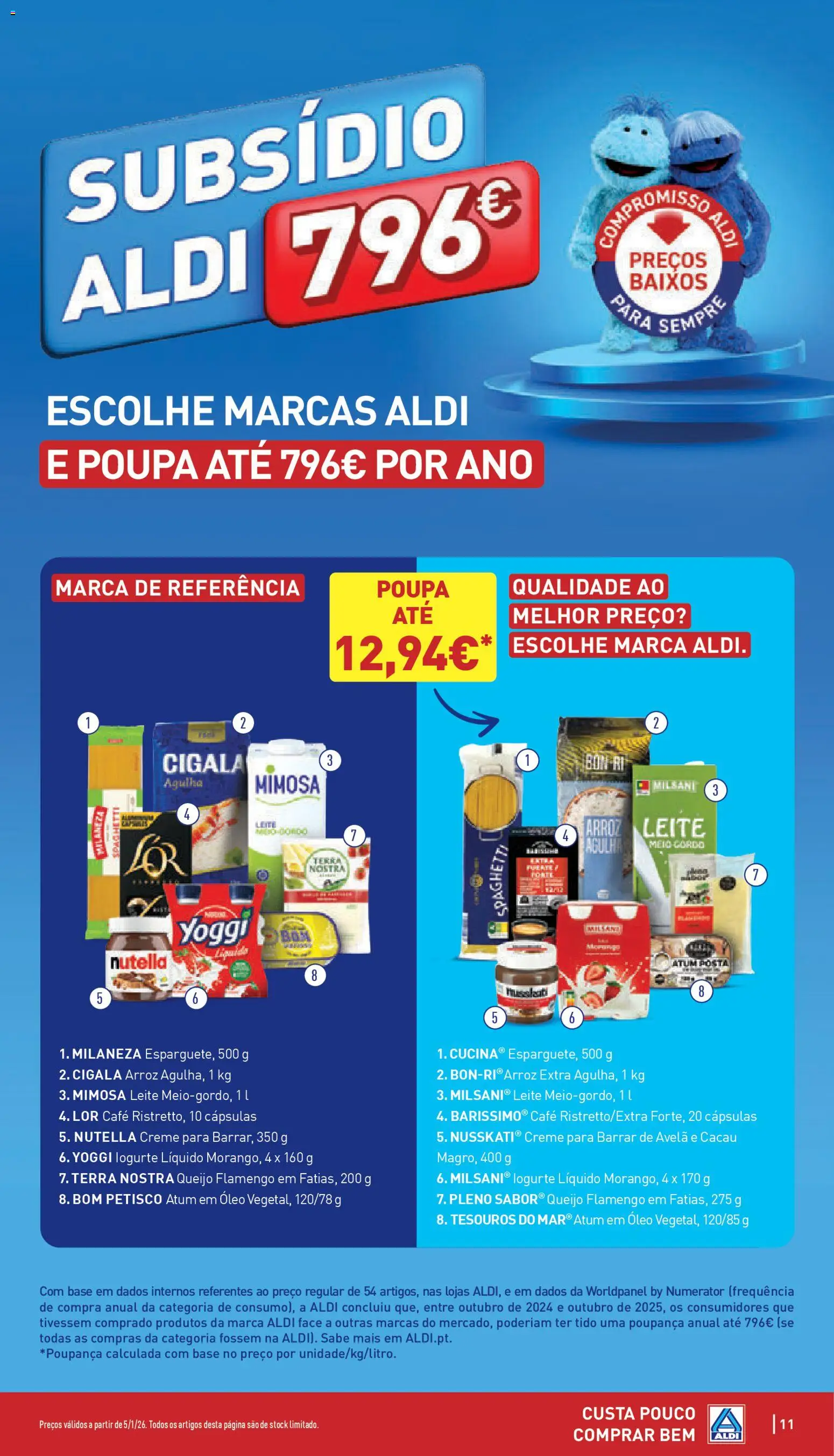 Aldi folheto │ válido de 05.01.2026 | Página: 11 | Produtos: Atum, Base, Queijo, Óleo