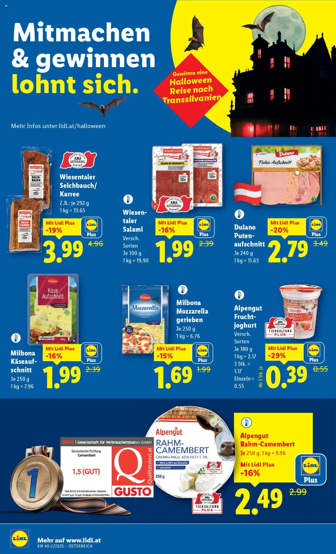 Lidl Flugblatt - Eisenstadt, Ebenfurth, Mattersburg gültig ab 02.10.2025 | Seite: 10 | Produkte: Milch, Käse, Joghurt, Salami
