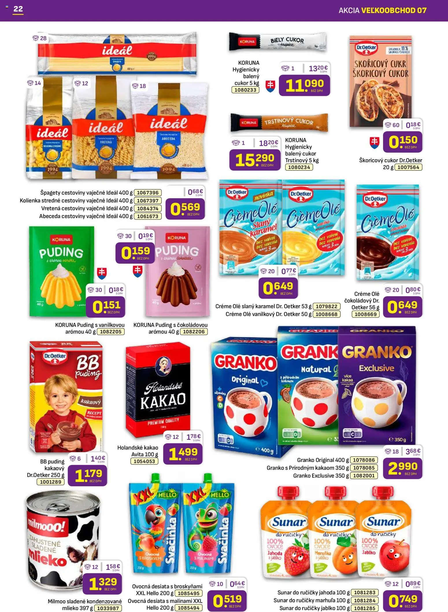 Nové Libex akcie – leták je platný od 07.04.2026 | Strana: 22 | Produkty: Mlieko, Cukor, Granko, Kakao