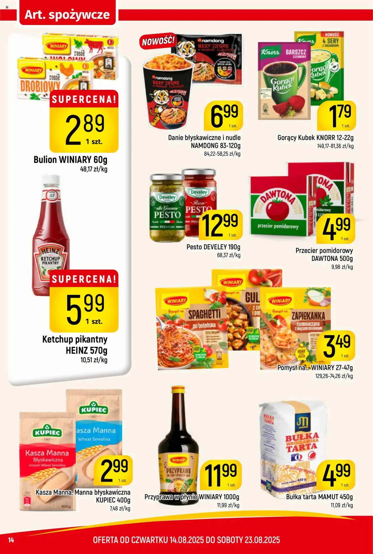 Piotruś Pan Gazetka od 14.08.2025 | Strona: 14 | Produkty: Barszcz, Gorący kubek, Pesto, Bułka
