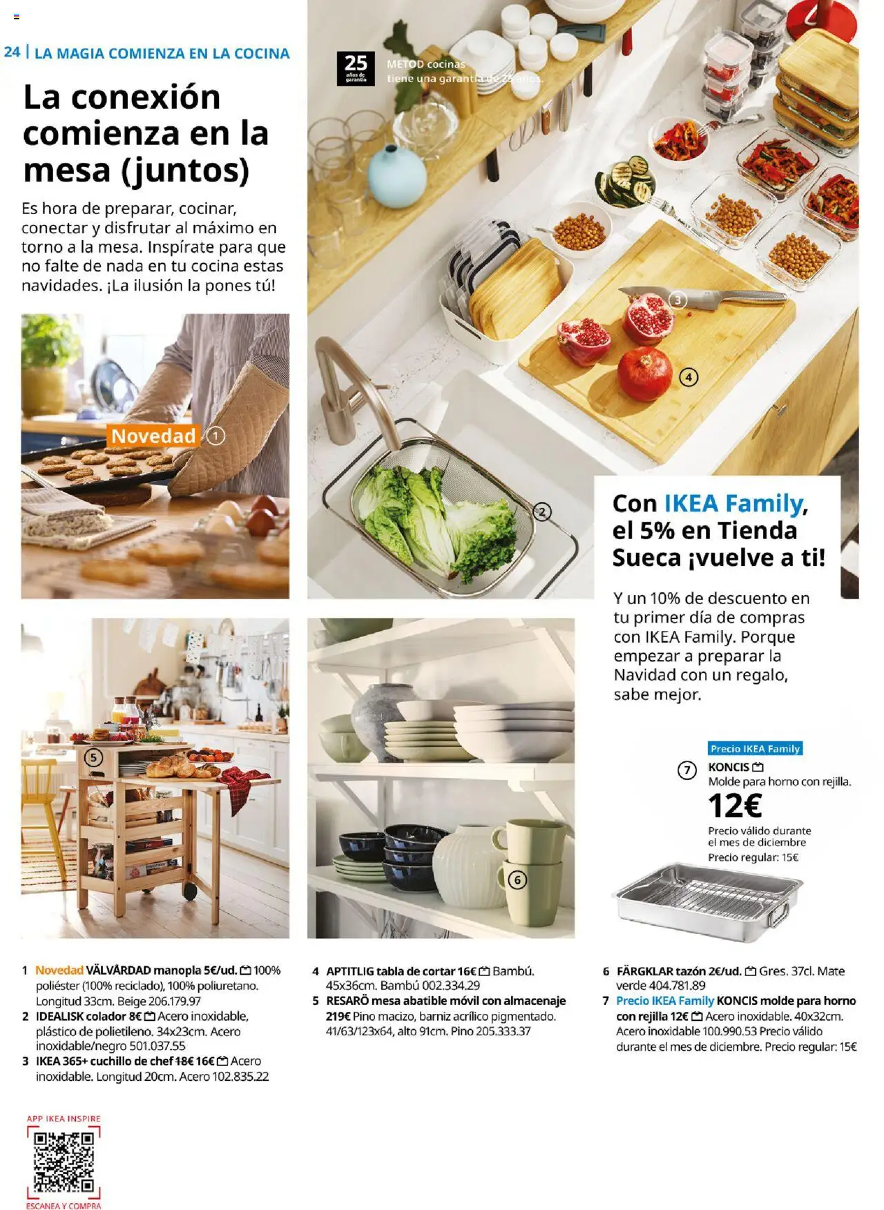 Catálogo IKEA Family │ válido desde el 01.10.2025 | Página: 24 | Productos: Tabla de cortar, Horno, Cocina, Mesa
