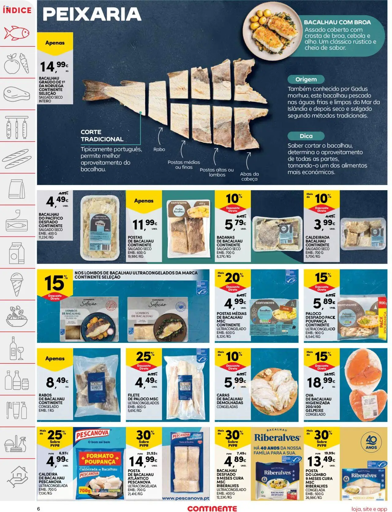 Continente folheto │ válido de 05.08.2025 | Página: 6 | Produtos: Bacalhau, Cebola, Lombo