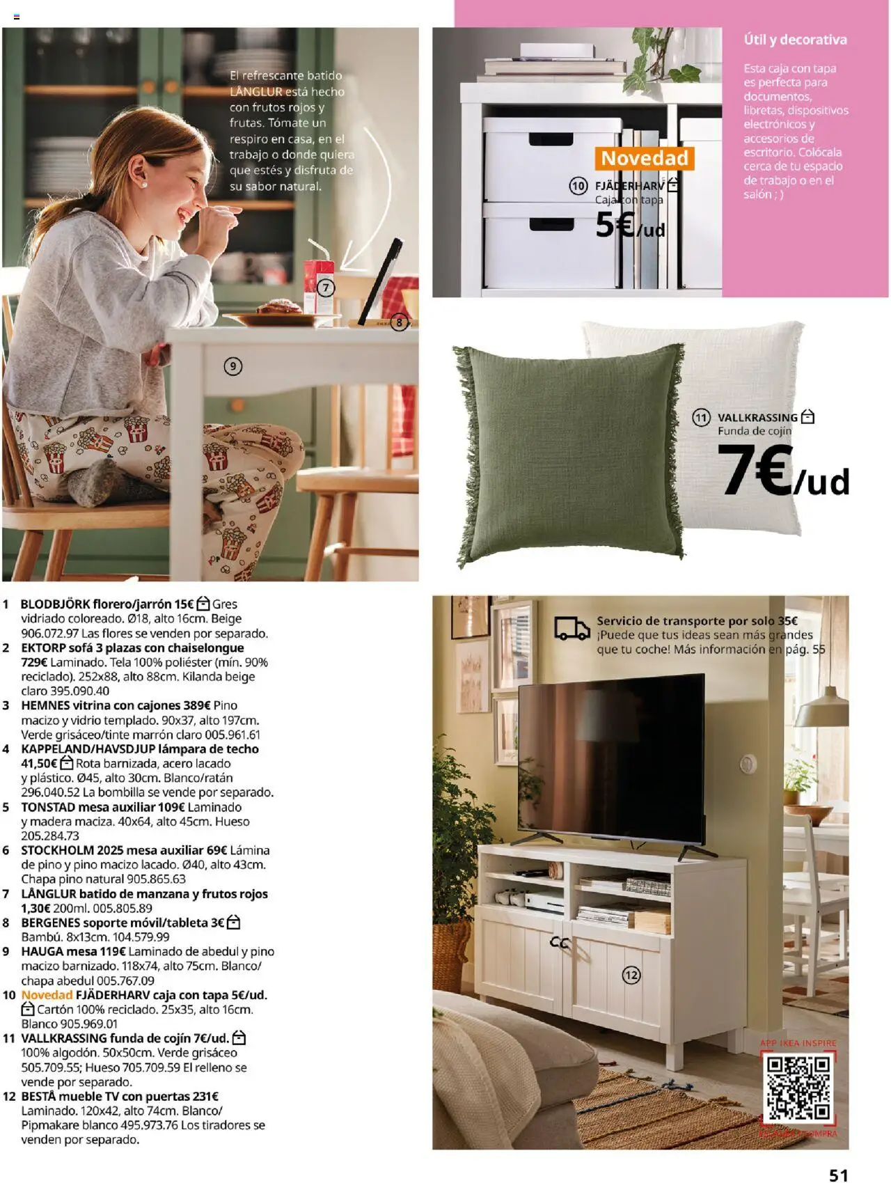 Catálogo IKEA La vida comienza en la cocina │ válido desde el 18.09.2025 | Página: 51 | Productos: Lámpara de techo, Mesa auxiliar, Cojín, Caja