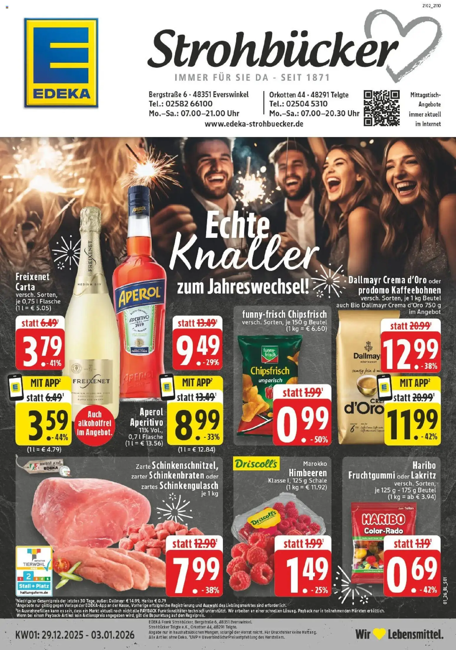 Edeka prospekt Everswinkel	 – gültig ab 28.12.2025 | Seite: 1 | Produkte: Himbeeren, Haribo, Dallmayr, Uhr